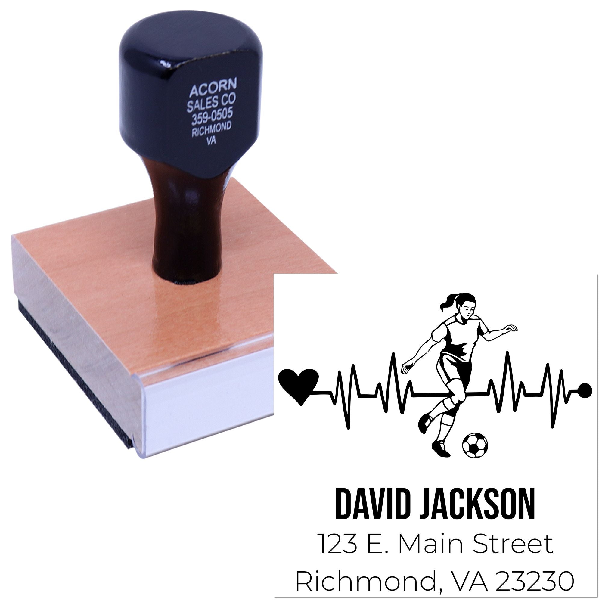 Custom address rubber stamp with sports logo for David Jackson, Richmond VA 23230