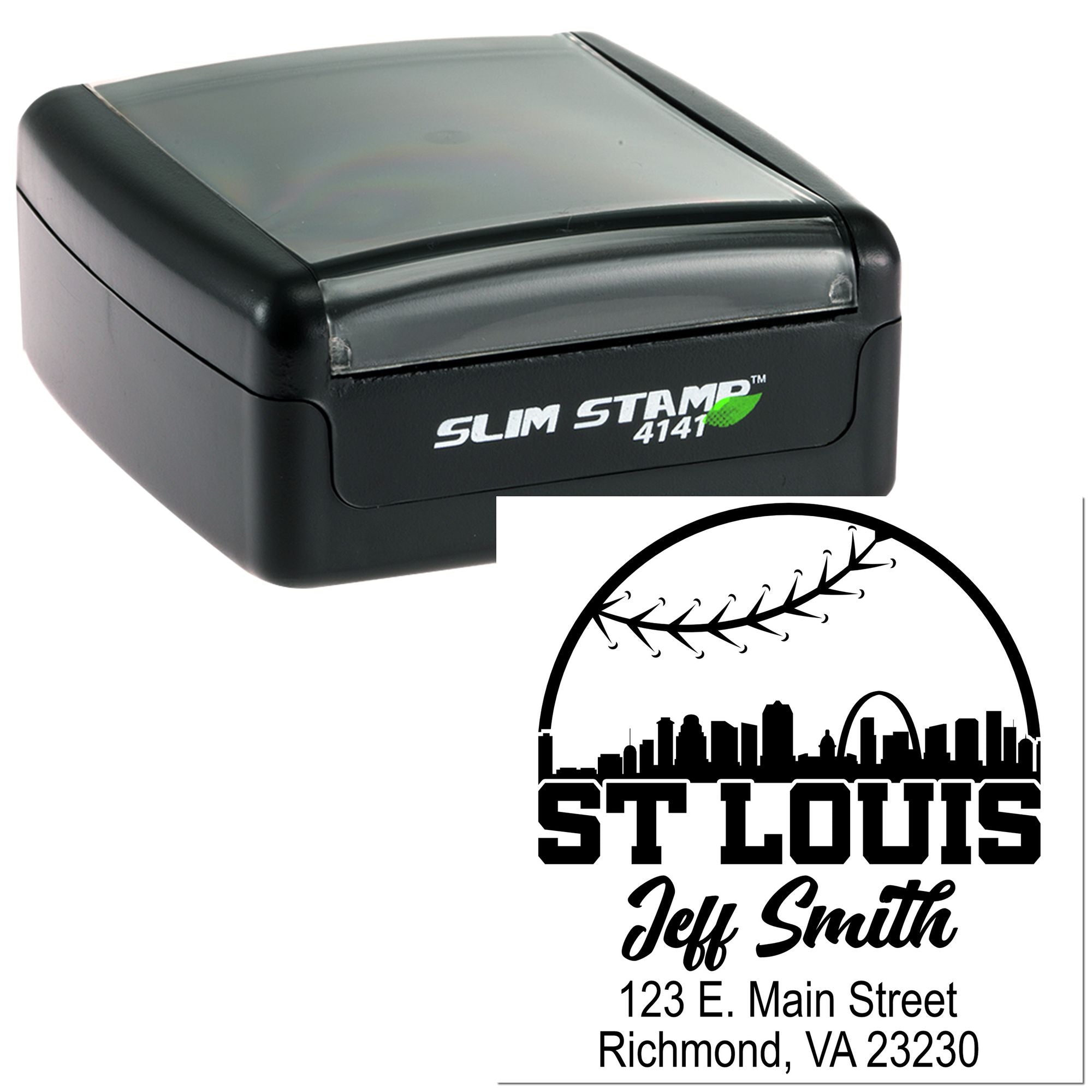 Slim Pre-Inked St Louis Baseball And City Silhouette Customizable Envelope Address for Envelopes Stamp