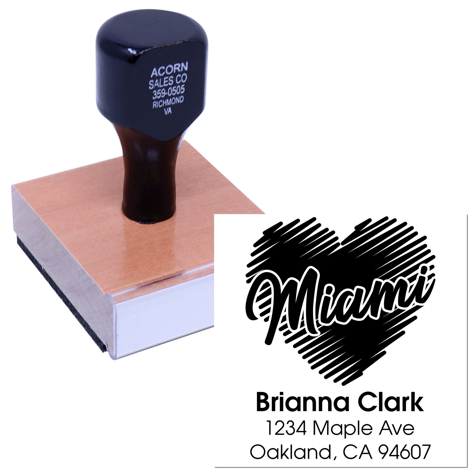 Custom rubber address stamp for Brianna Clark, featuring name and address for fast envelope, mail, and return-label stamping.