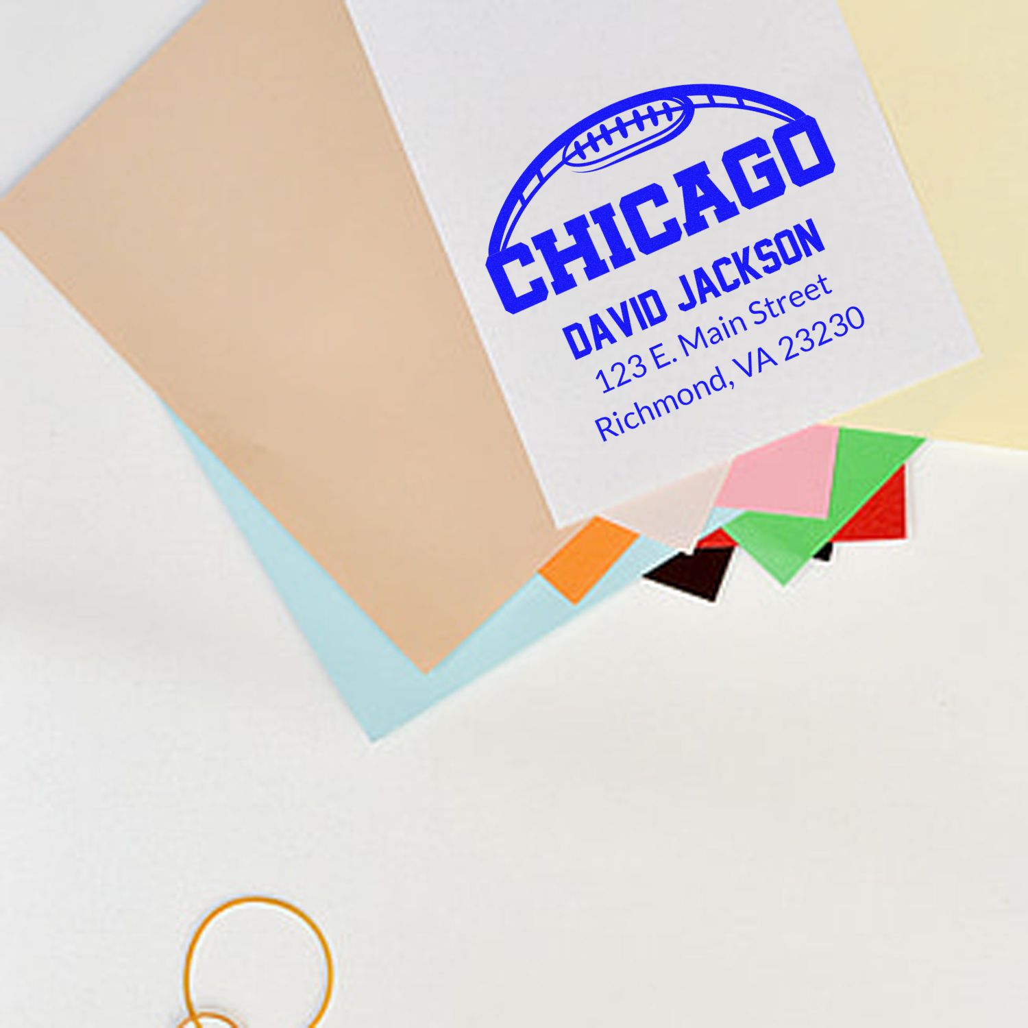 Personalized Chicago football return address rubber stamp for envelopes