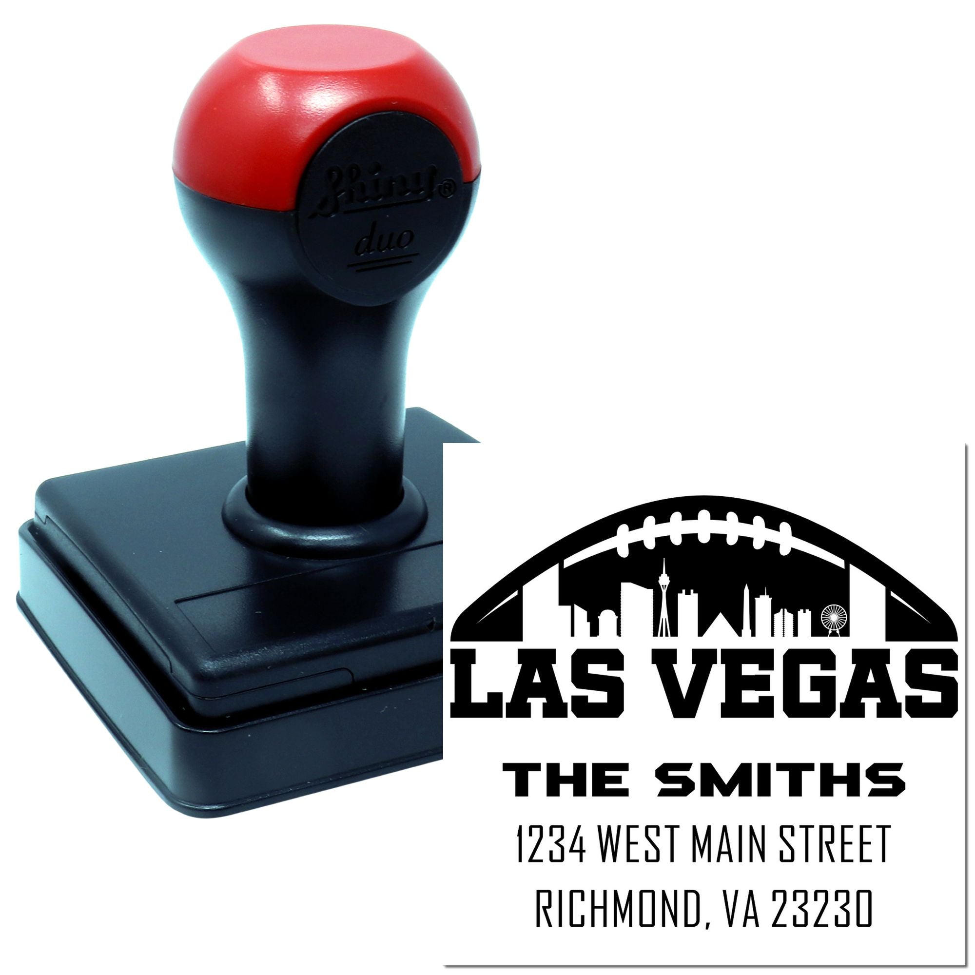 Custom self-inking address rubber stamp with Las Vegas skyline for The Smiths