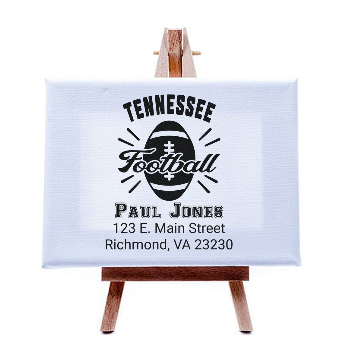 Custom Tennessee Football return address rubber stamp for Paul Jones in Richmond, VA.