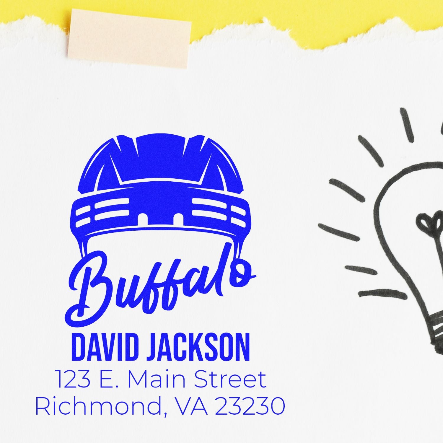 Custom Buffalo rubber stamp with David Jackson name and Richmond, VA address for mailing and business use.