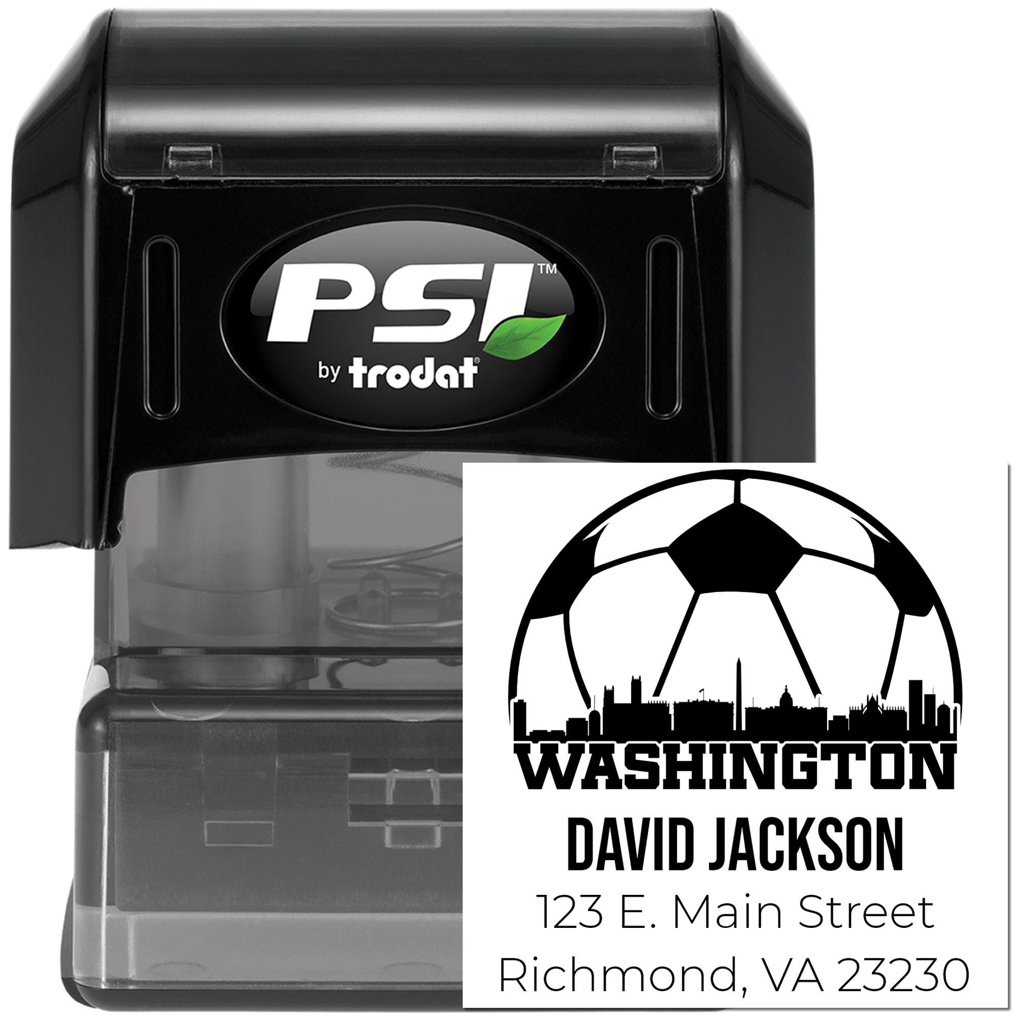 PSI Pre-Ink Washington Soccer City Mailing Pre-Inked Address Stamp Personalized