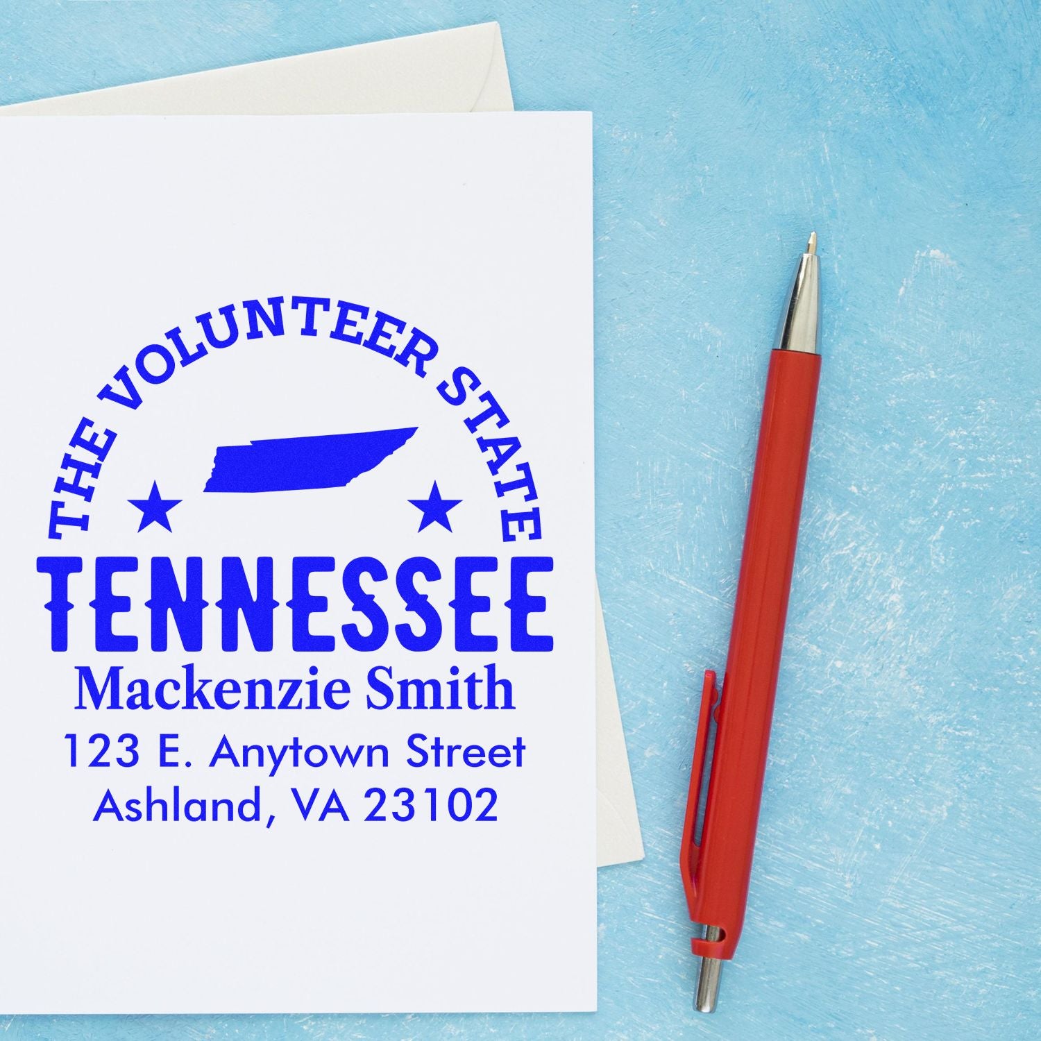 Personalized Tennessee Volunteer State return address rubber stamp design for envelopes and stationery