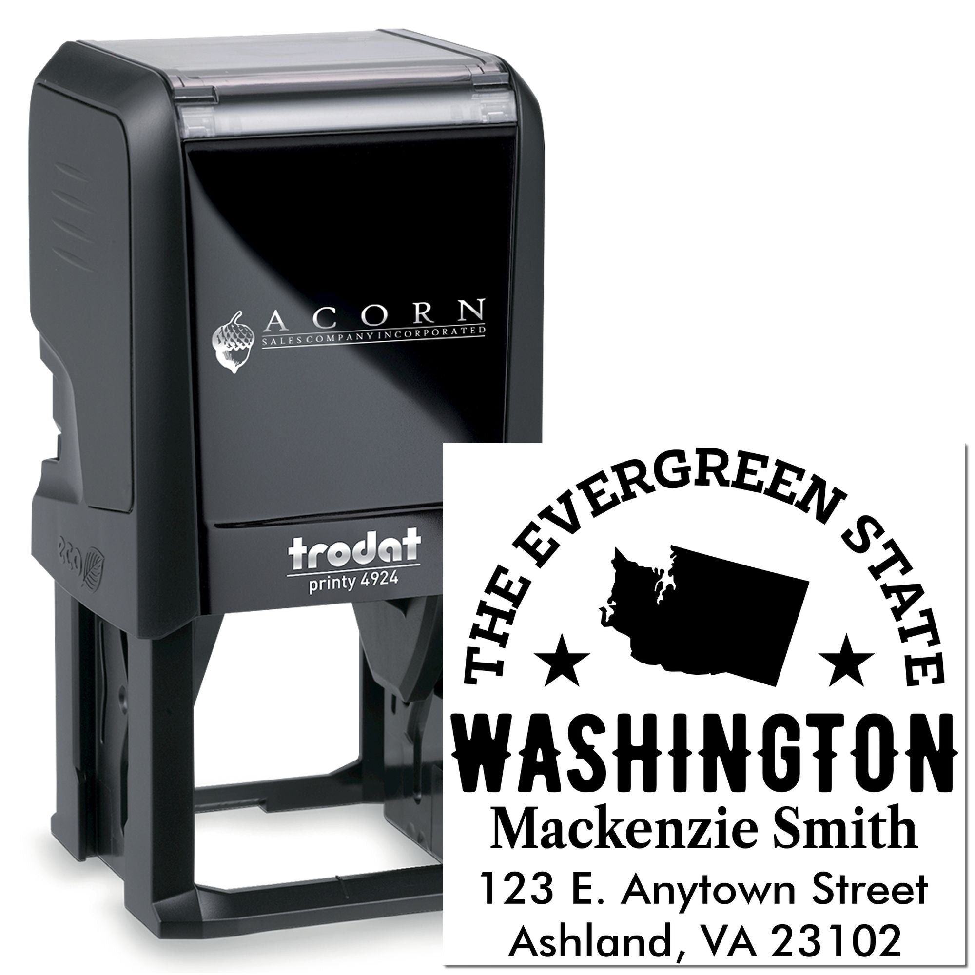 Self-Inking Washington State Rubber Return Address Label Stamp Customized