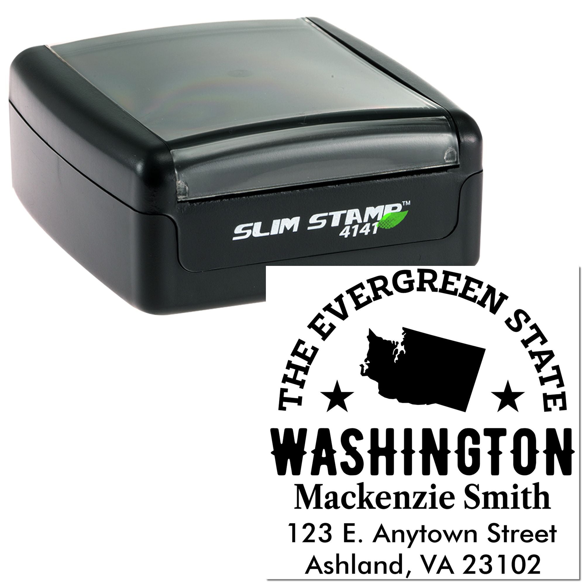 Slim Pre-Inked Washington State Rubber Return Address Label Stamp Customized