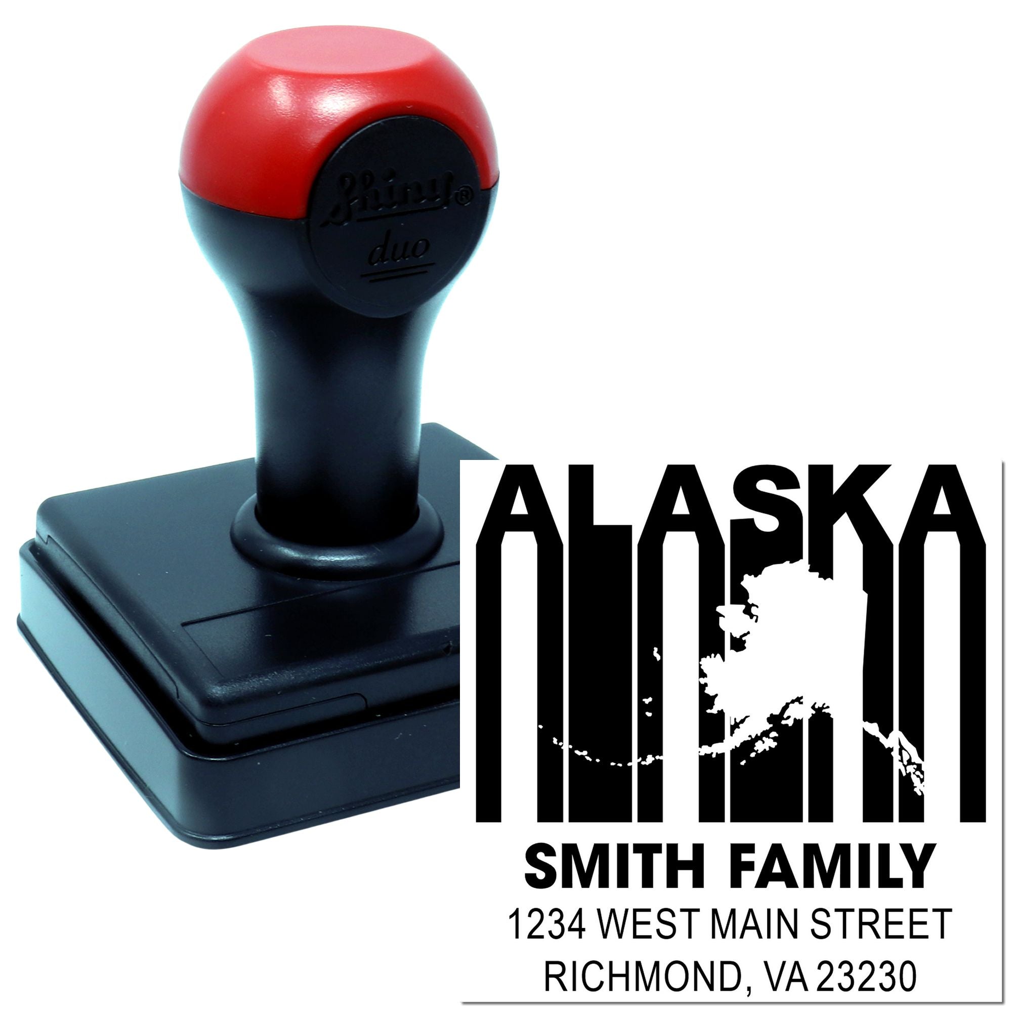 Duo Hand Retro Alaska State Outline Return Address Stamp Customizable
