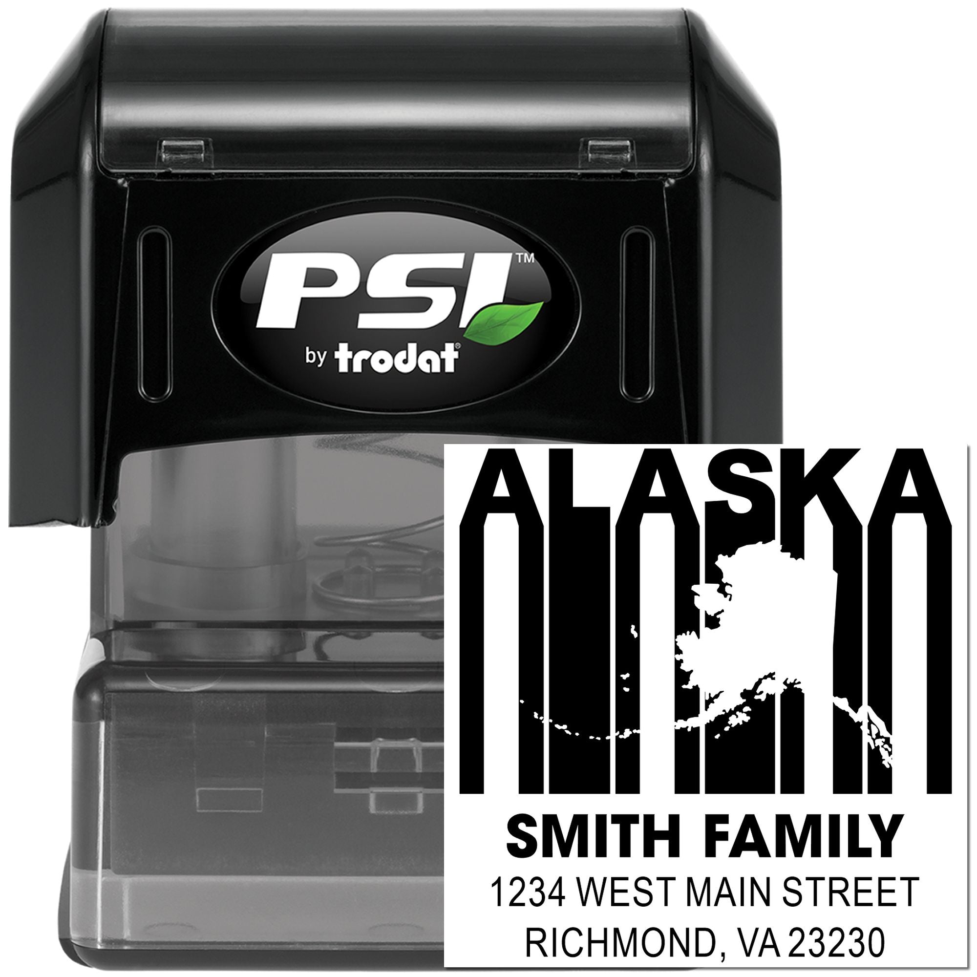 PSI Pre-Ink Retro Alaska State Outline Rubber Return Address Label Pre-Inked Stamp Customizable