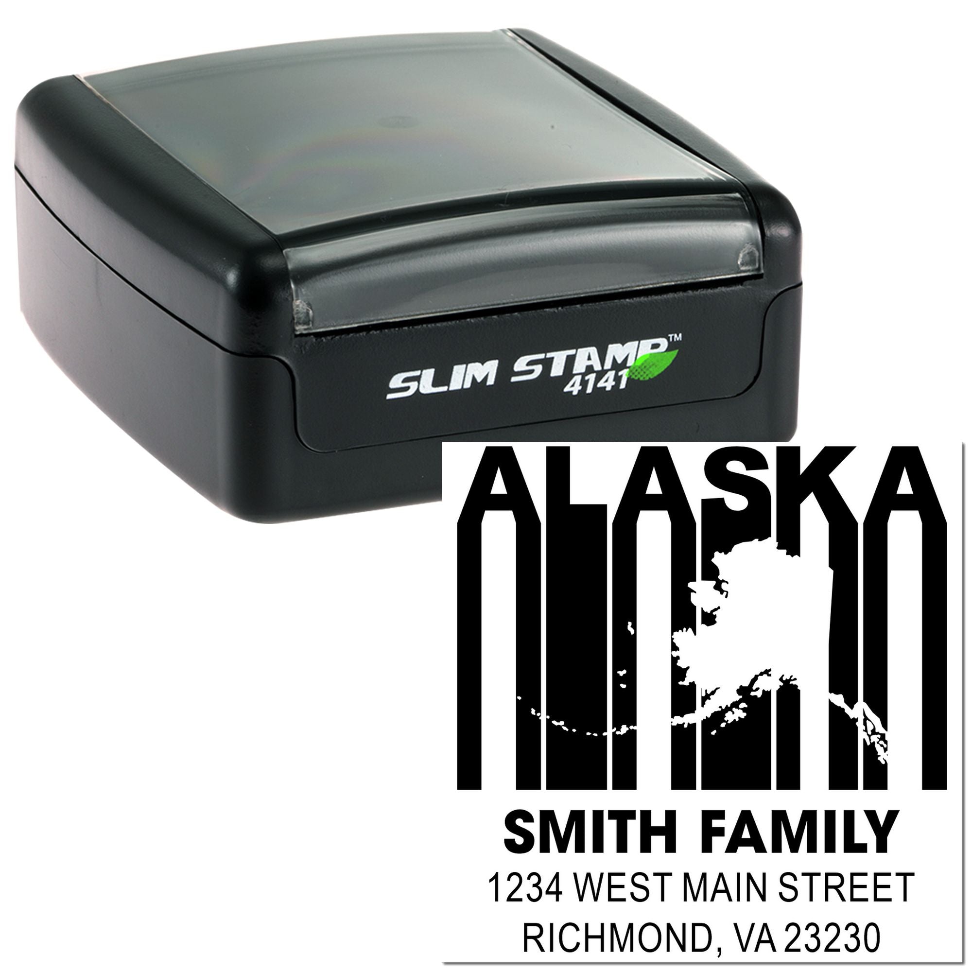 Slim Pre-Inked Retro Alaska State Outline Rubber Return Address Label Stamp Customizable