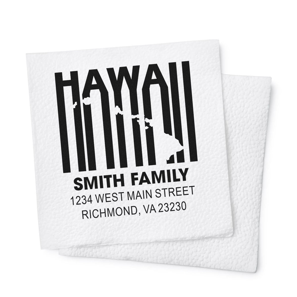 Custom Hawaii return address rubber stamp with Smith family name and Richmond, VA address.