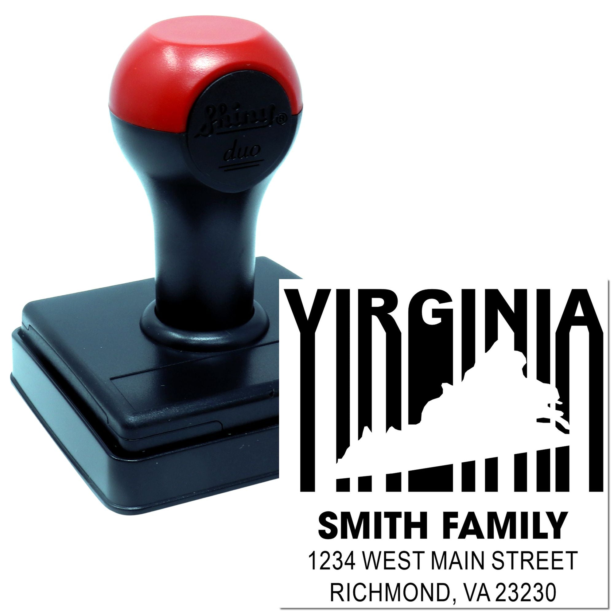 Duo Hand Retro Virginia State Outline Return Address Stamp Personalizable