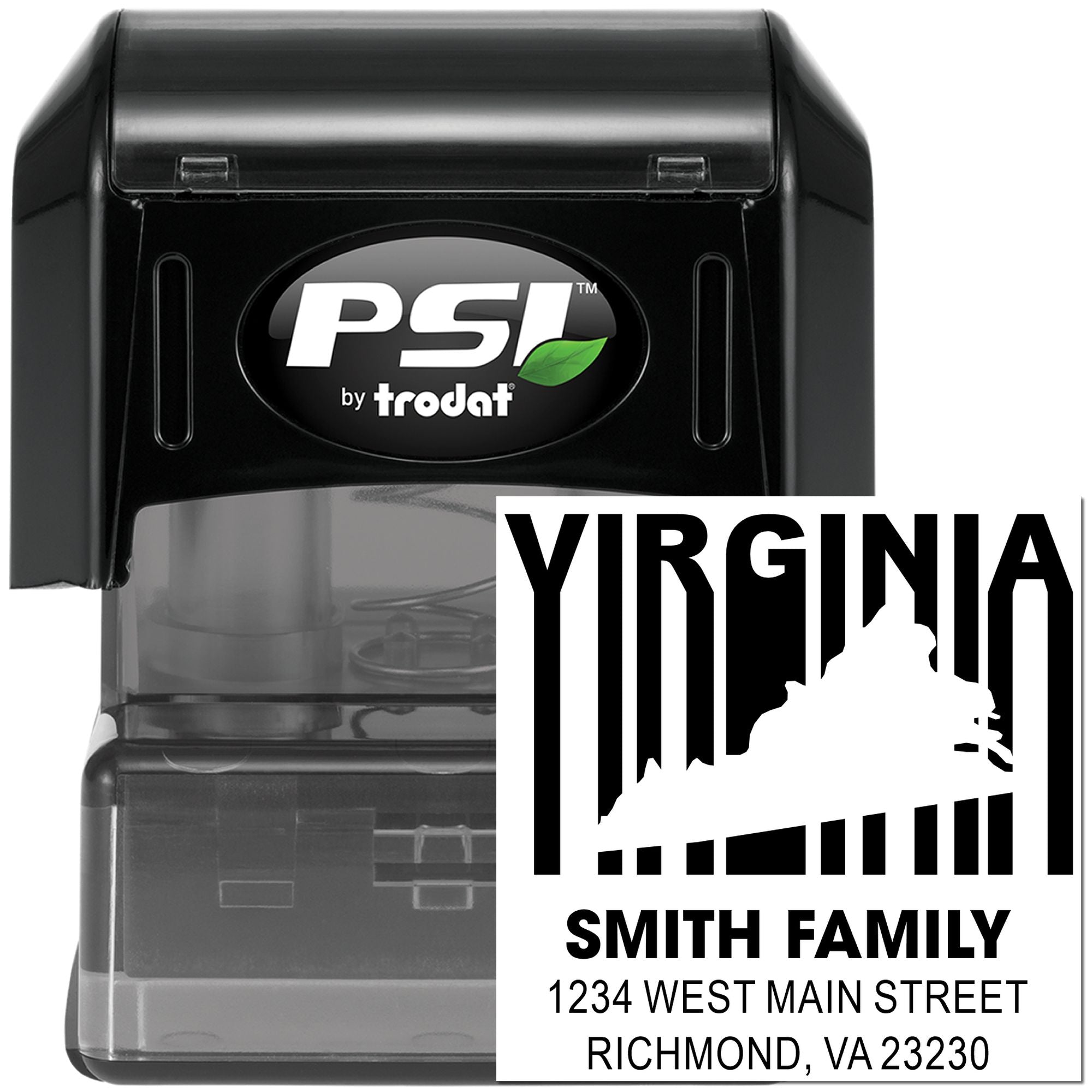 PSI Pre-Ink Retro Virginia State Outline Small Return Pre-Inked Address Stamp Personalizable