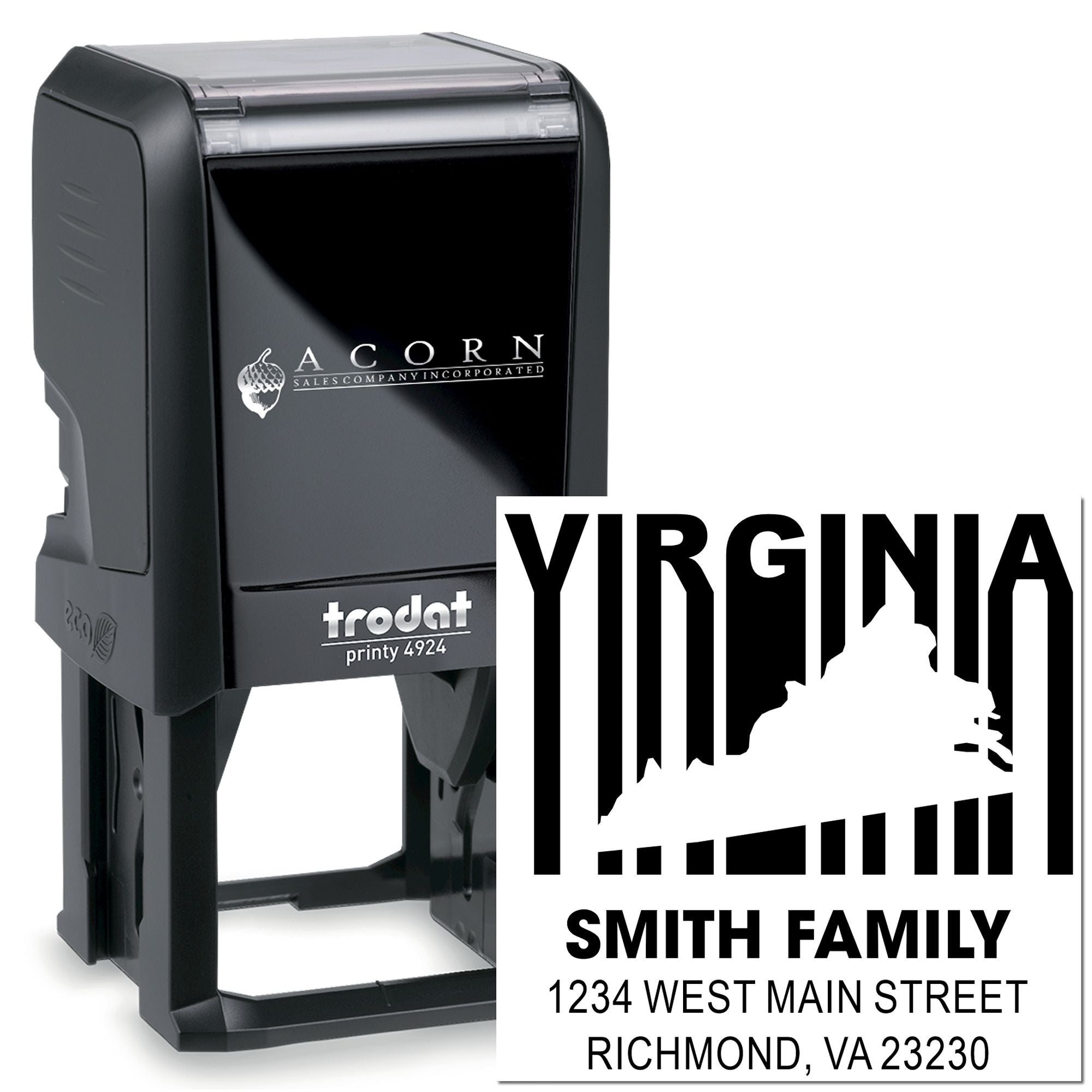 Self-Inking Retro Virginia State Outline Small Return Address Stamp Personalizable