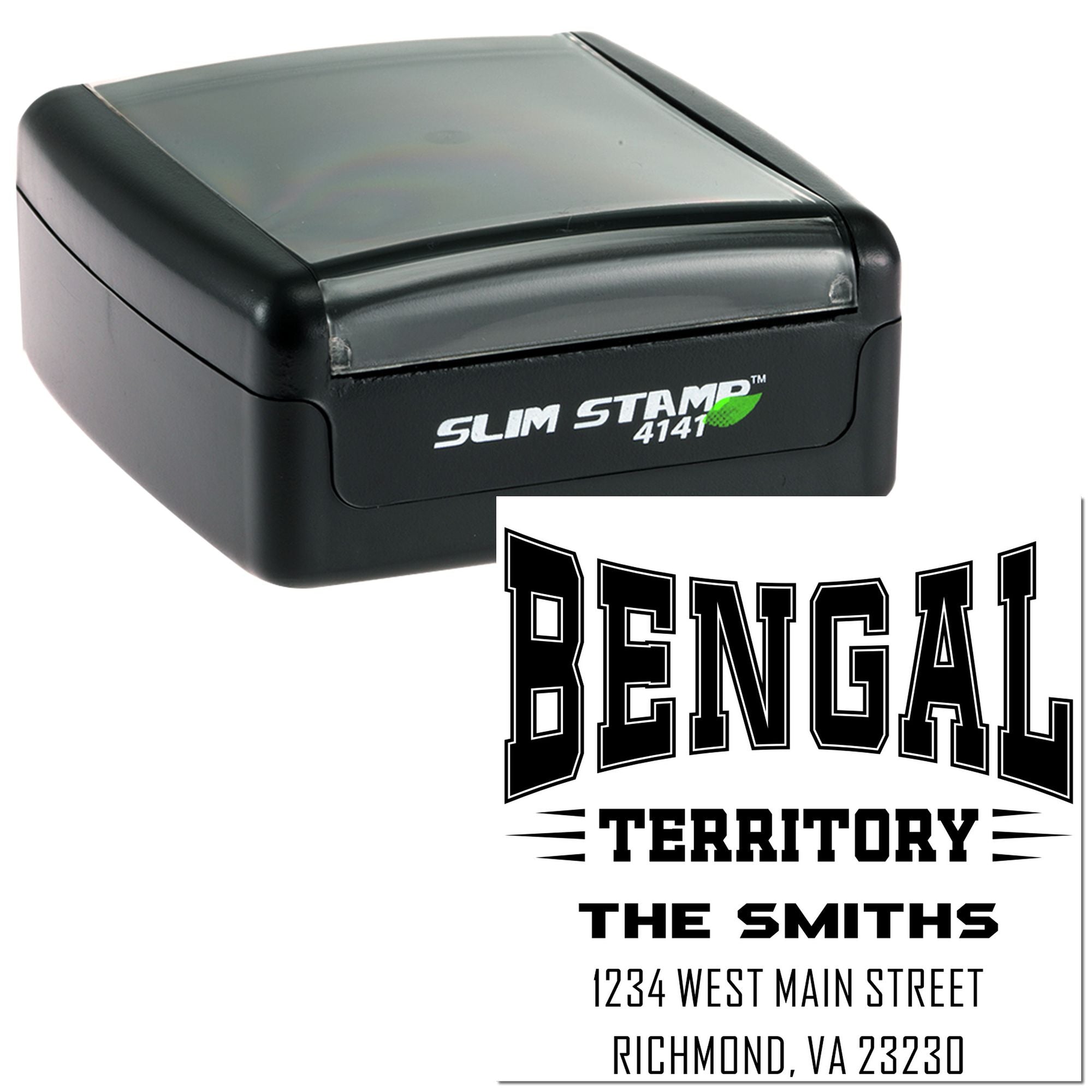 Slim Pre-Inked Bengal Territory Small Return Address Stamp Custom