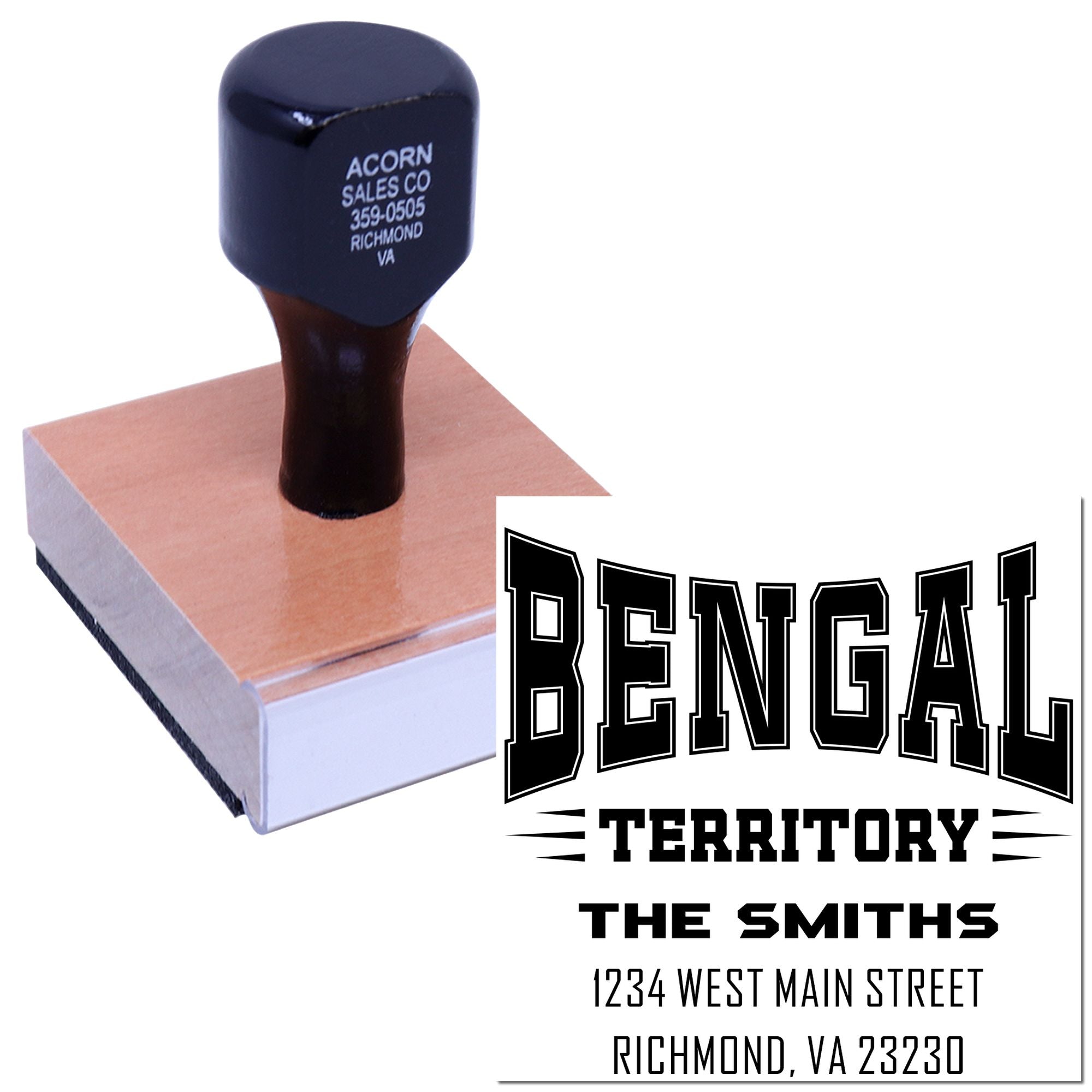 Bengal Territory Small Return Address Stamp Custom Stamp with Wood Handle