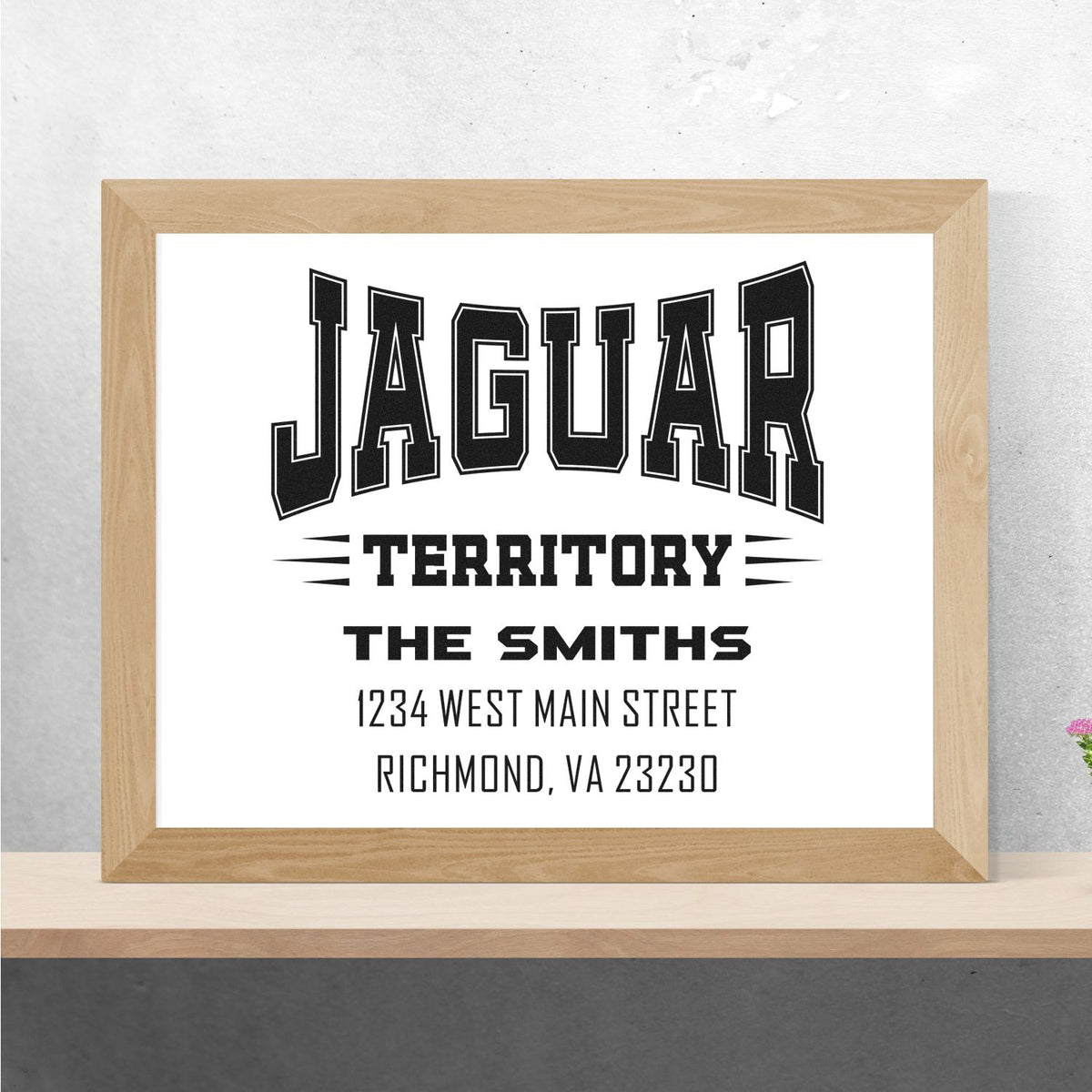 Custom rubber stamp design for Jaguar Territory, The Smiths, with Richmond, VA address