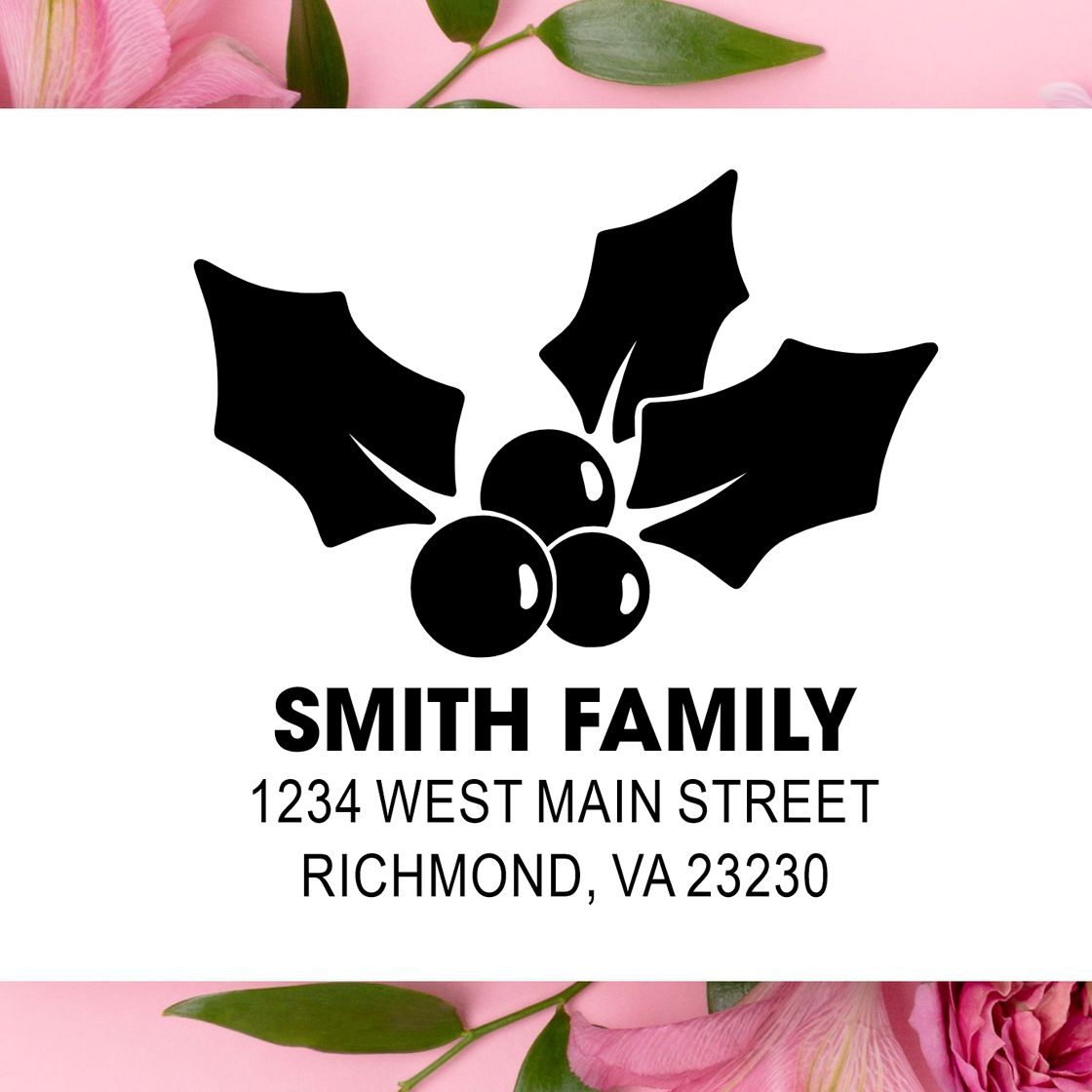 Custom holiday return address rubber stamp with Smith Family name and Richmond, VA address.