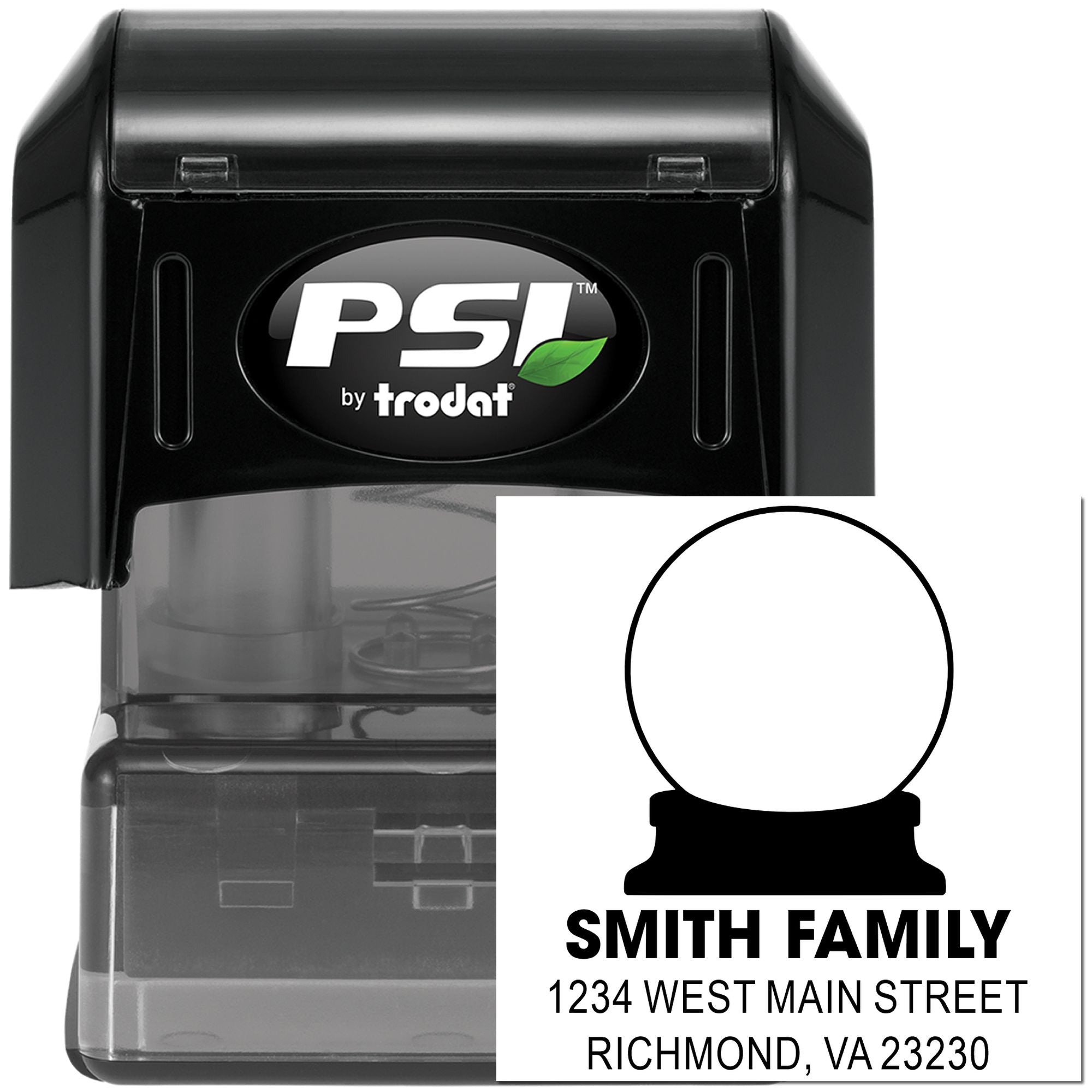 Custom PSI by Trodat self-inking rubber address stamp with Smith Family name and Richmond, VA return address