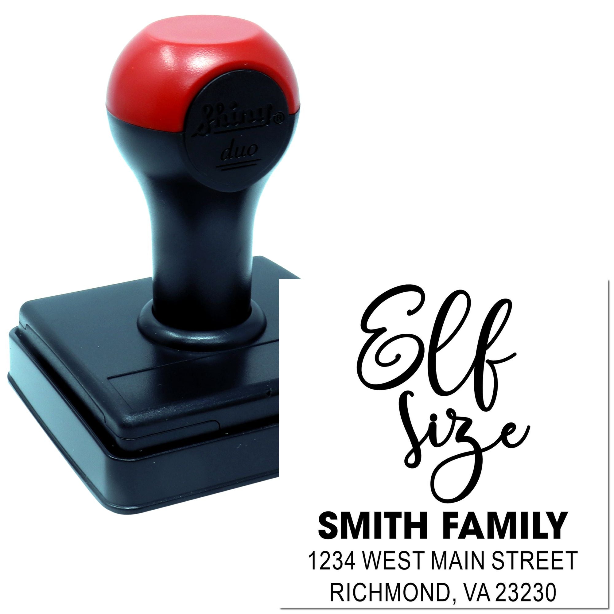 Custom self-inking address rubber stamp for Smith Family mailings, ideal for personalized return address use.