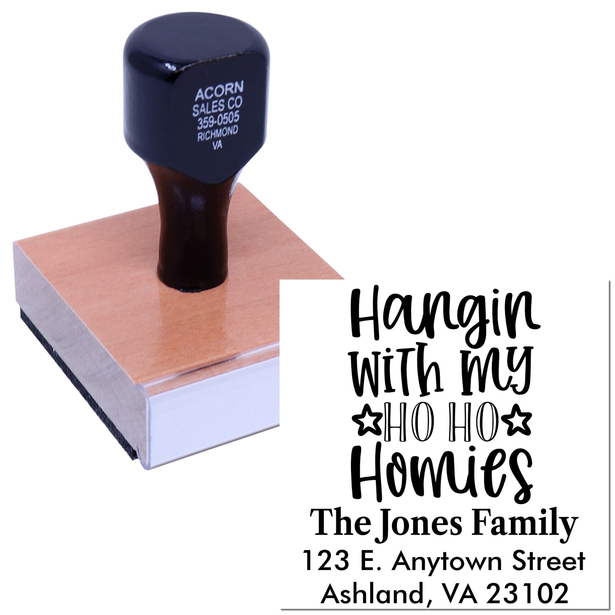 Custom self-inking rubber stamp with Hangin with My Homies family address design for personalized mailing and craft projects.