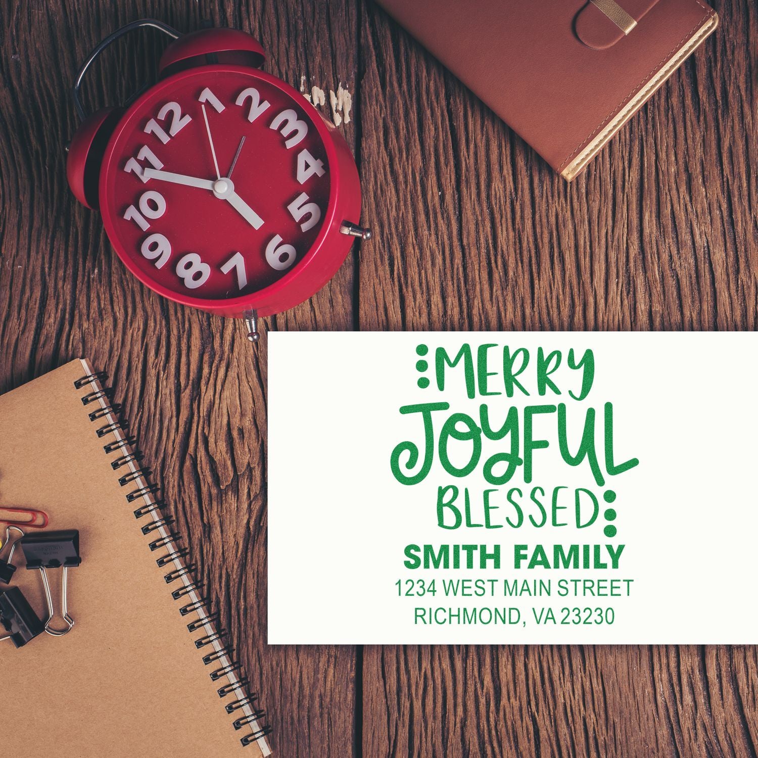Duo Hand Merry Joyful Blessings Customized Holly Jolly Rubber Stamp