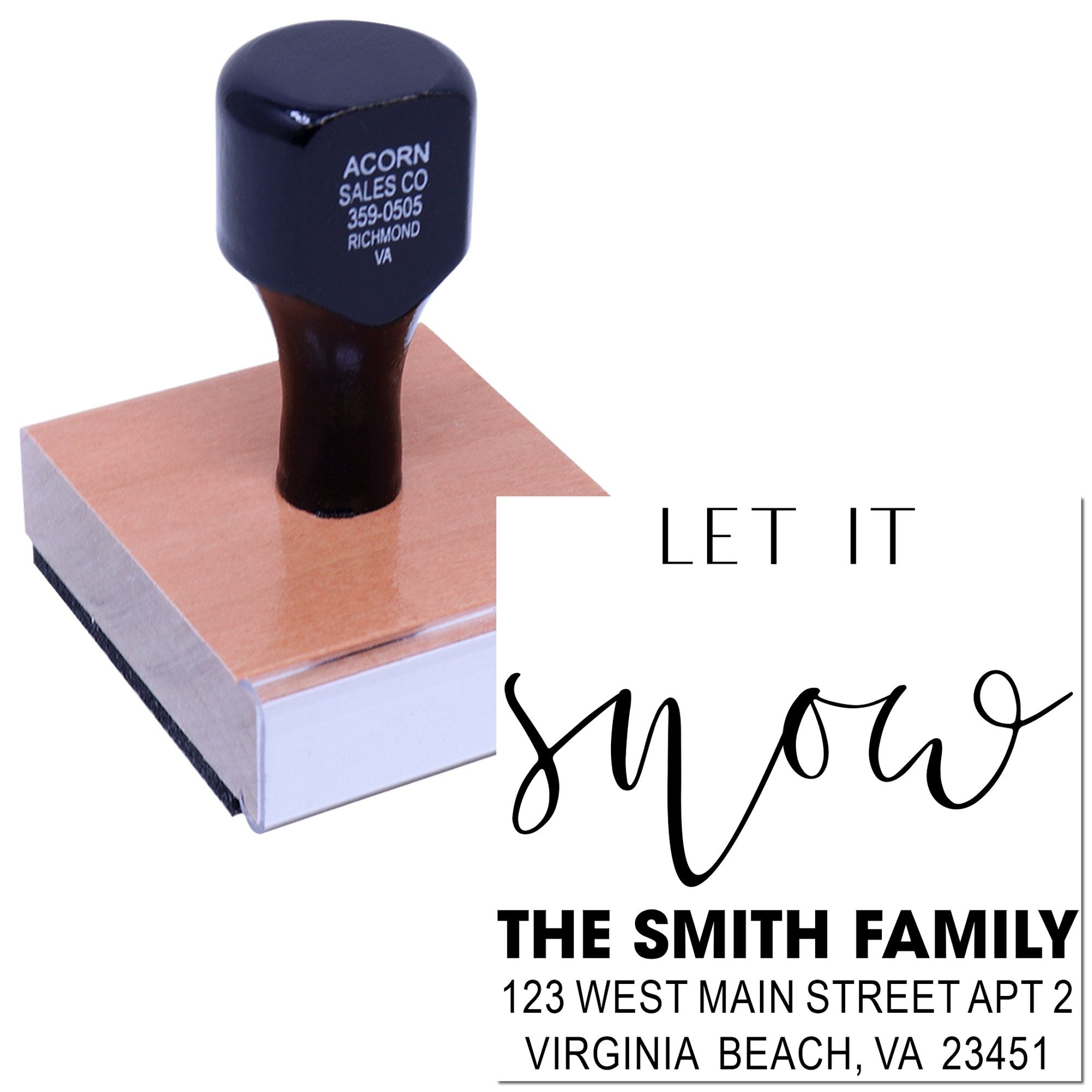 Custom address rubber stamp for The Smith Family, showing a personalized return address imprint for mail and envelopes.