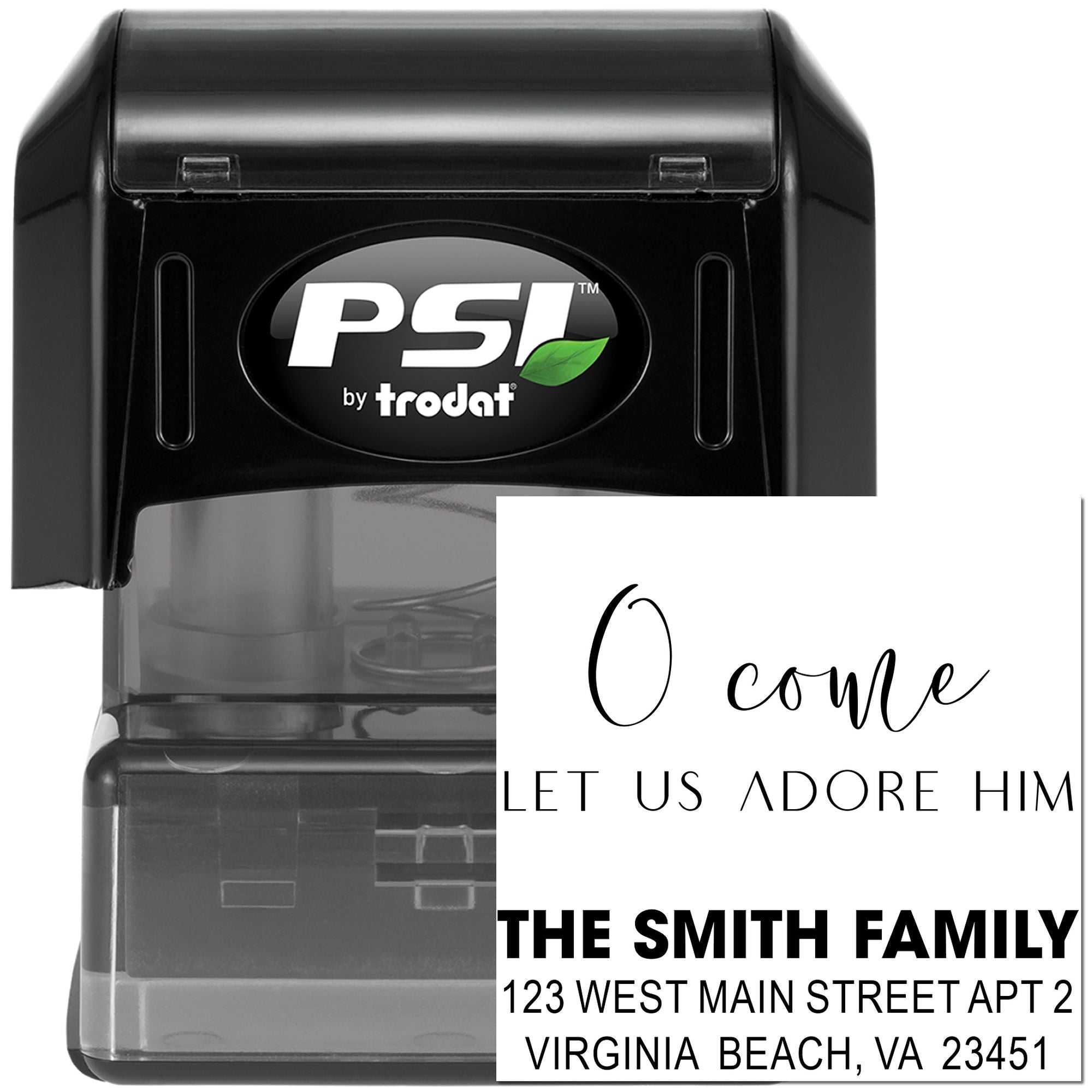 Adore Him Script Personalized Christmas Rubber Pre-Inked Stamp