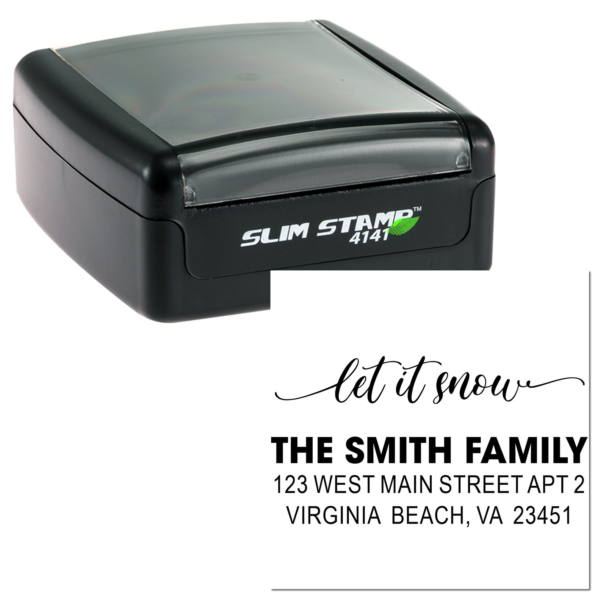 Whimsical Winter Script Holiday Three-Line Pre-Inked Stamp