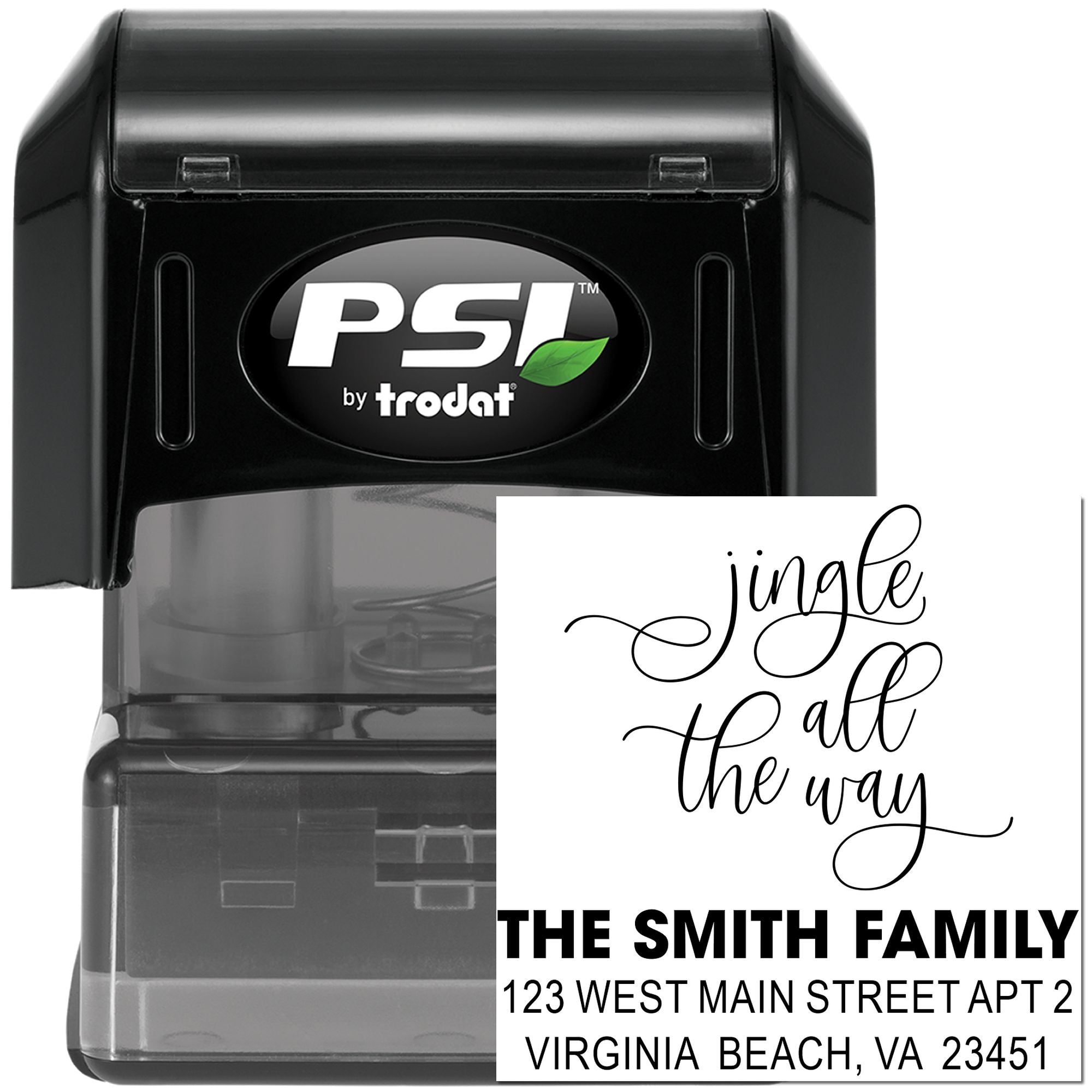 Personalized self-inking custom address rubber stamp with holiday jingle all the way design for envelopes