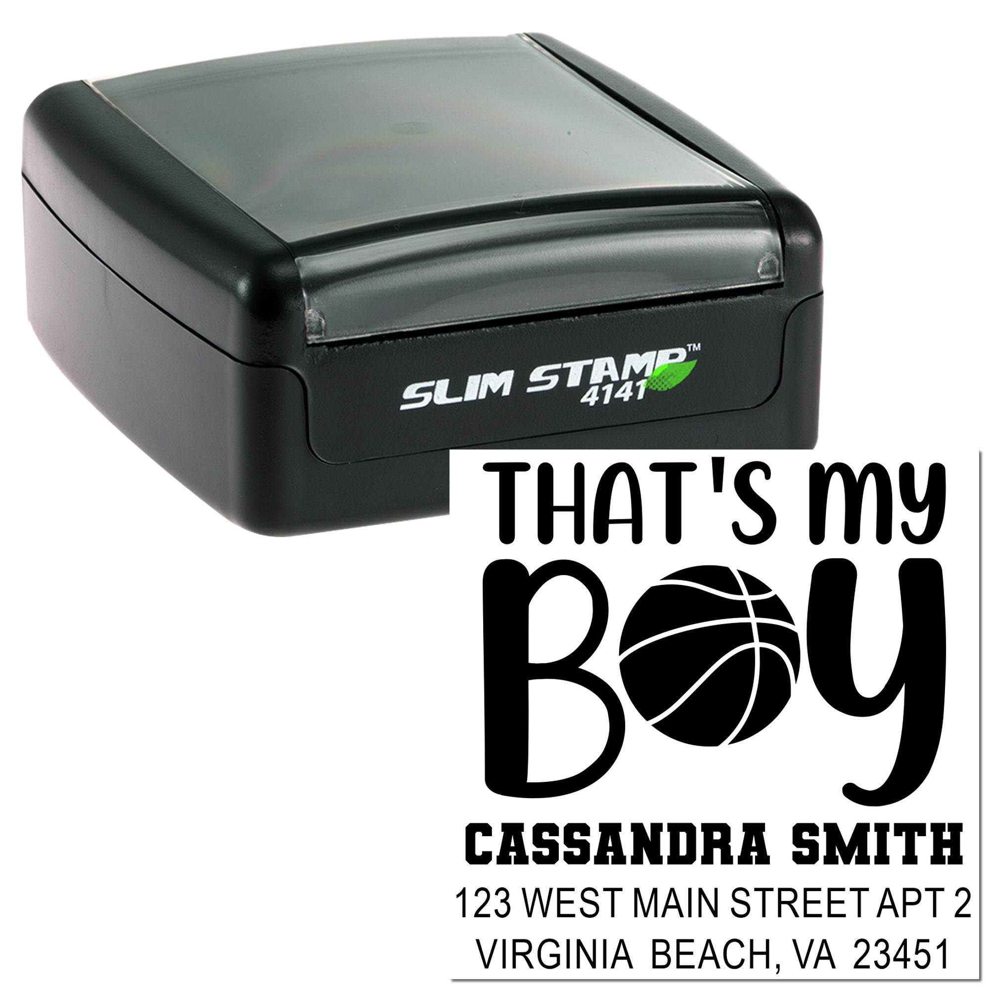 Basketball Pride Personalized Square Ink Pre-Inked Stamp for Coaches & Teams