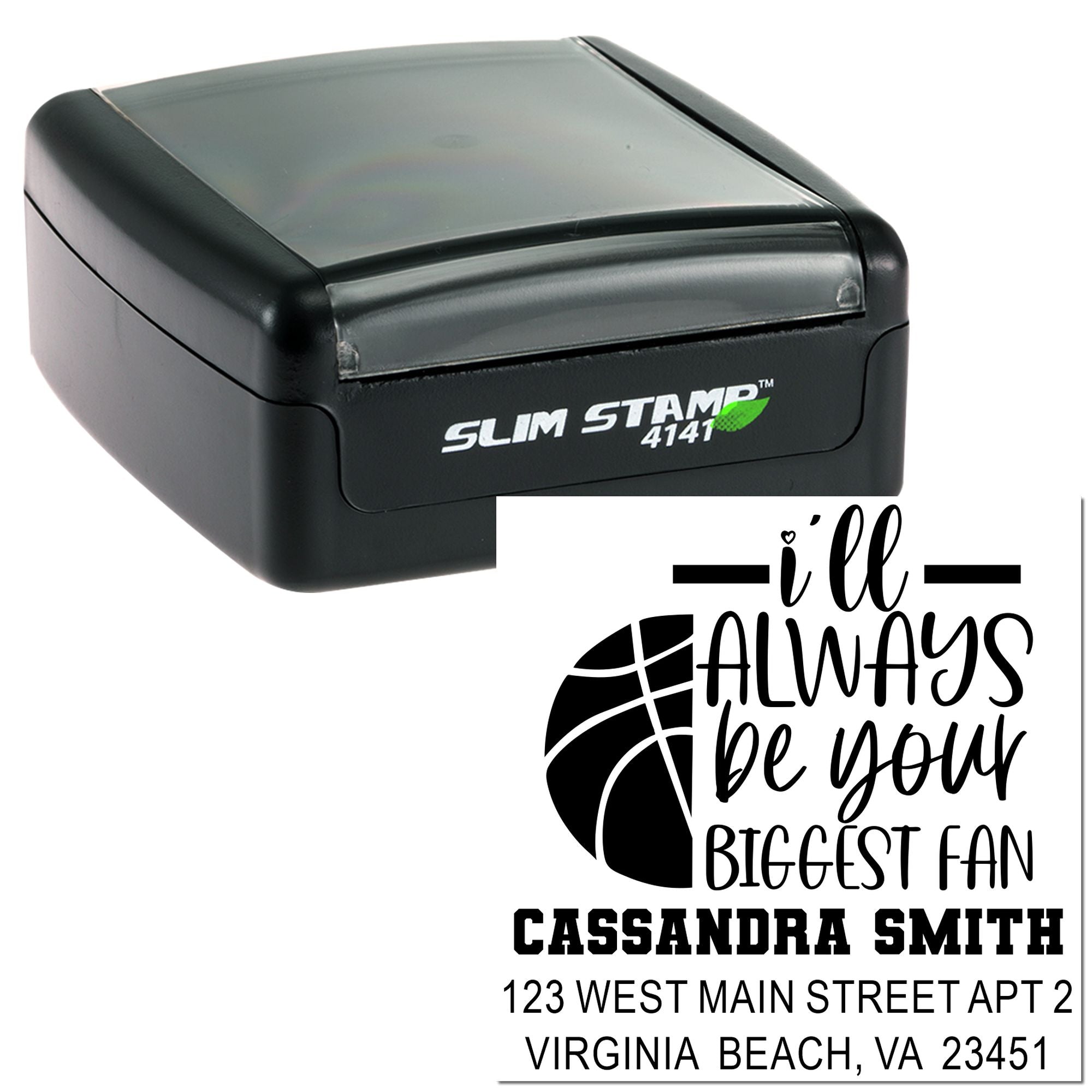 Basketball Fanatic Love Personalized Address Rubber Pre-Inked Stamp, Small-Batch Crafted Square Stamp for Cards, Letters and Gifts