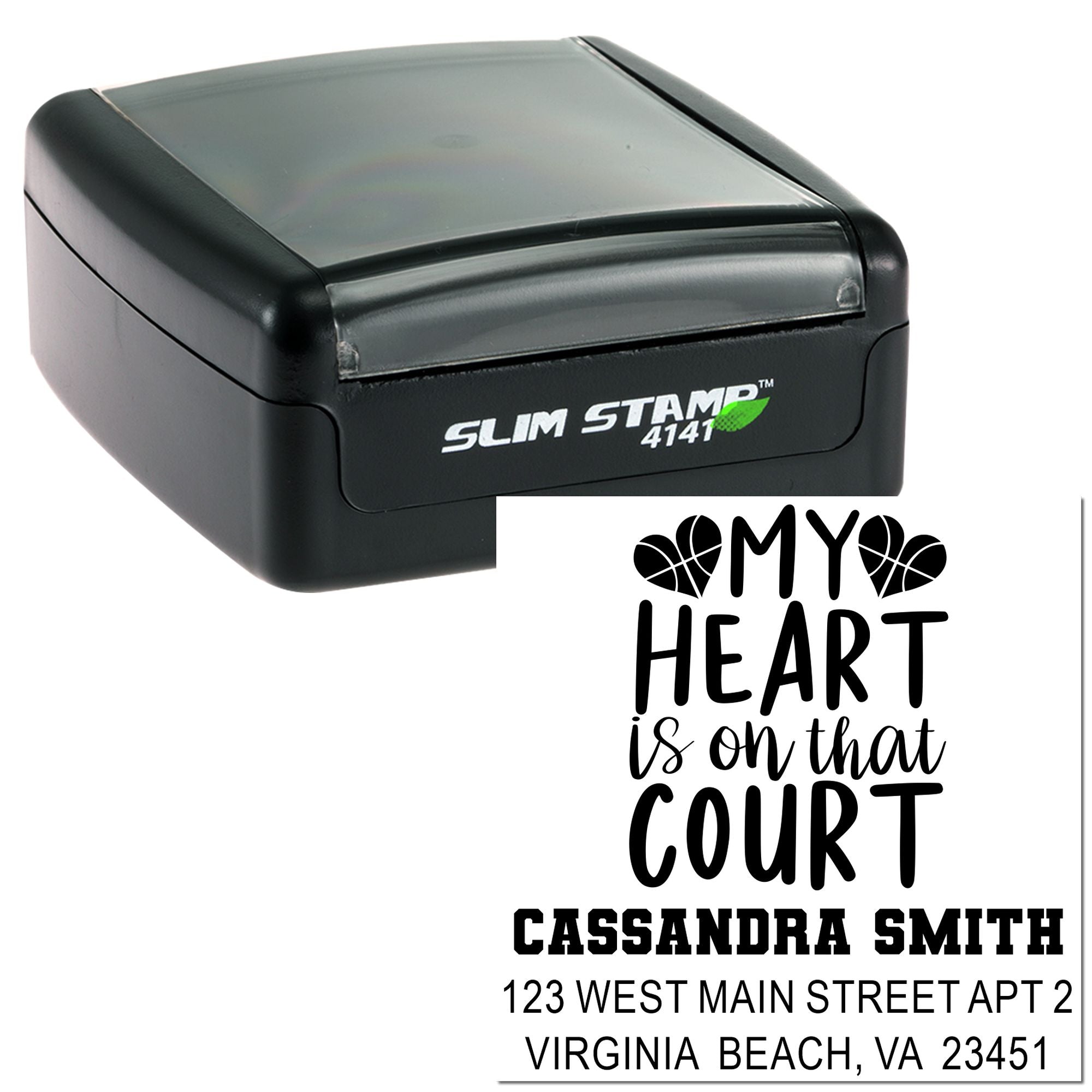 Basketball Love Personalized 3-Line Rubber Pre-Inked Stamp for Coaches & Sports Teams