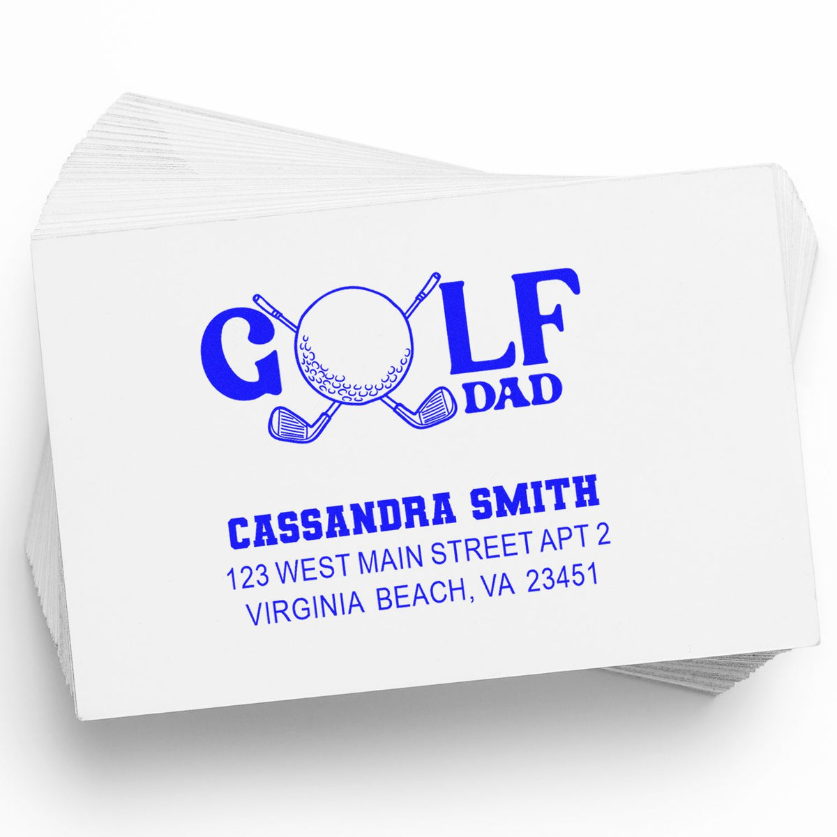 Custom golf dad address rubber stamp with name and Virginia Beach return address design