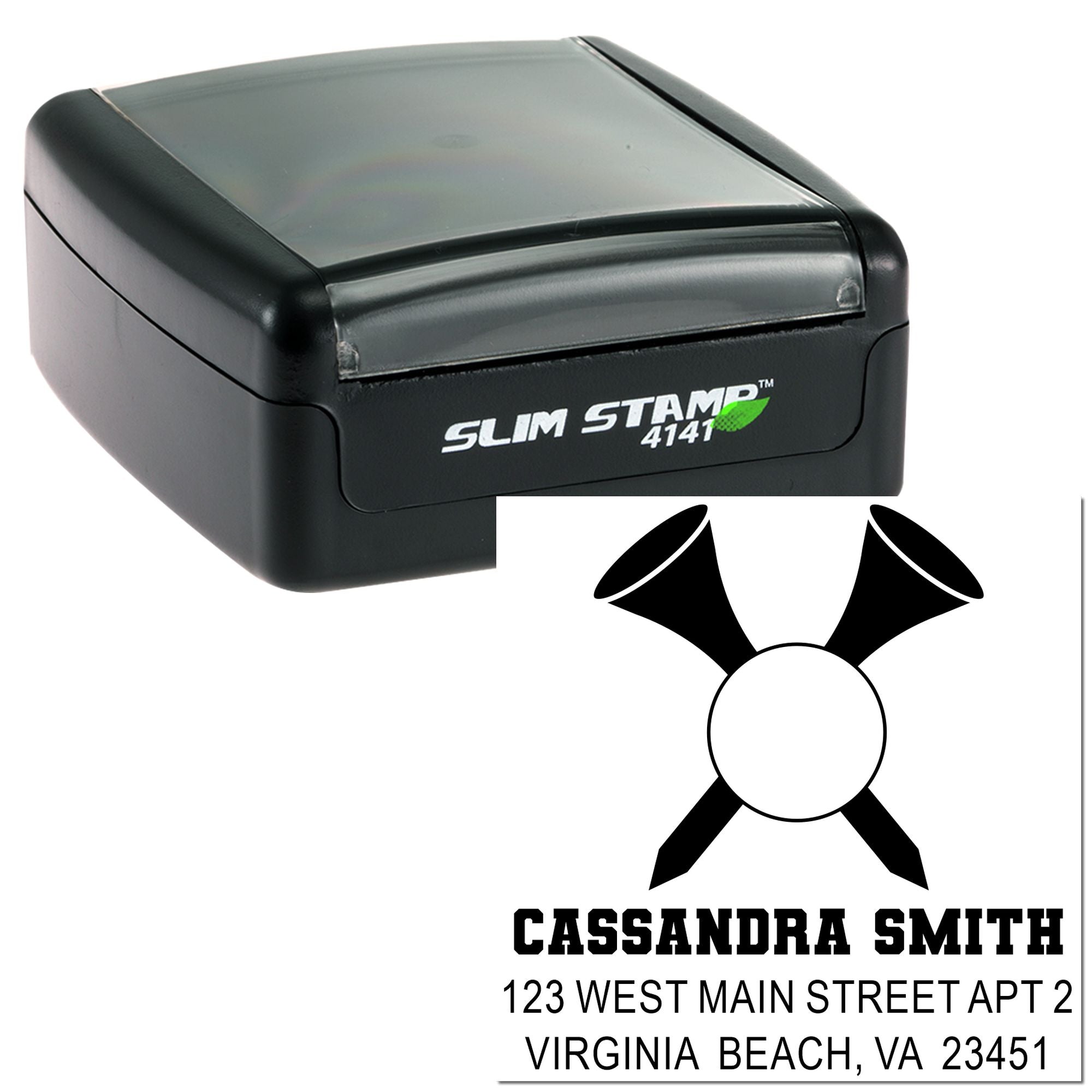 Whimsical Ribbon Pattern Square Rubber Pre-Inked Stamp