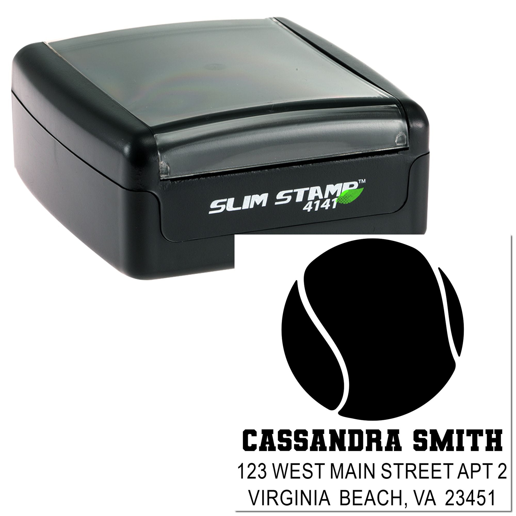 AceSphere Personalized 3-Line Tennis Pre-Inked Stamp with Square