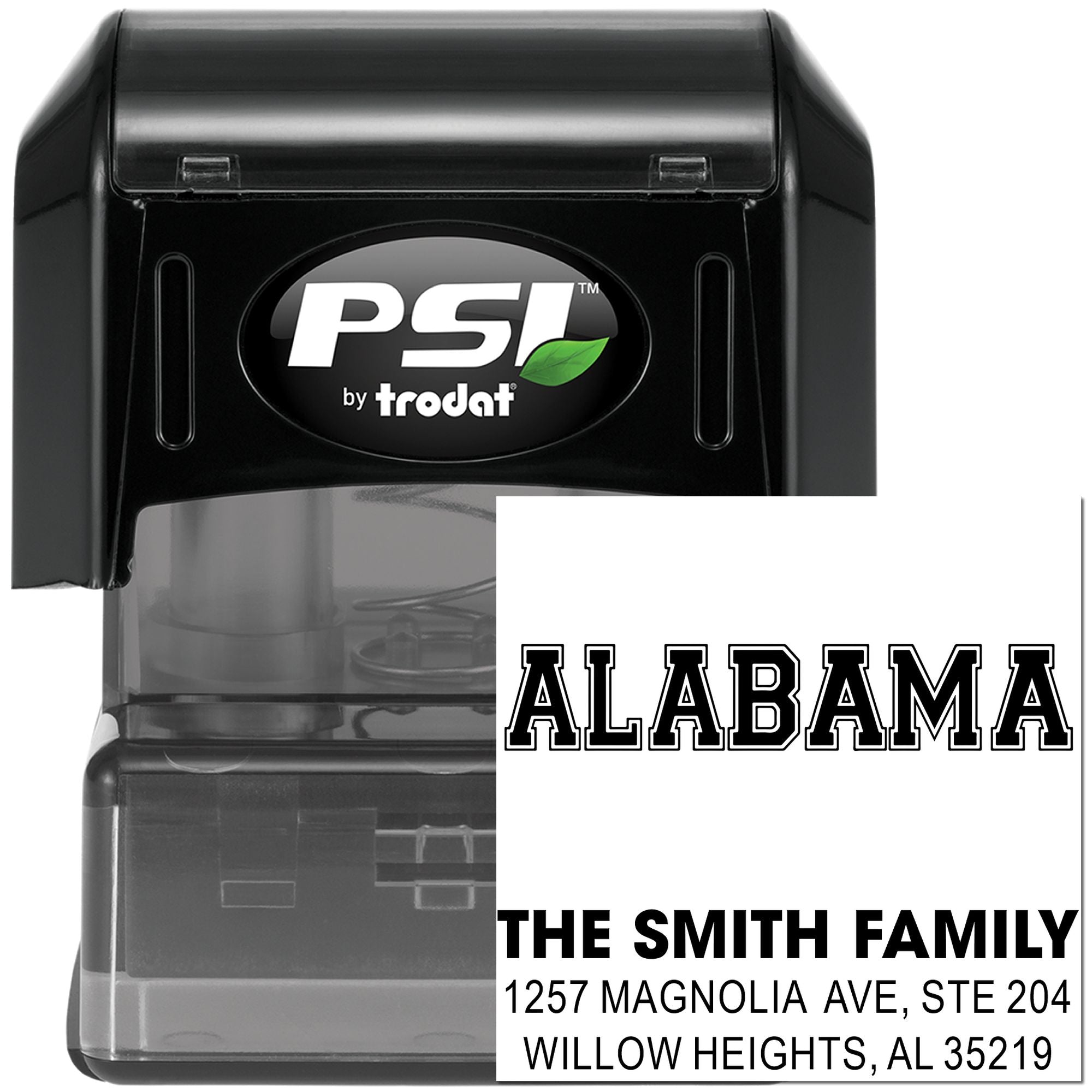 Alabama Bold Varsity Block Personalized 3-Line Rubber Pre-Inked Stamp