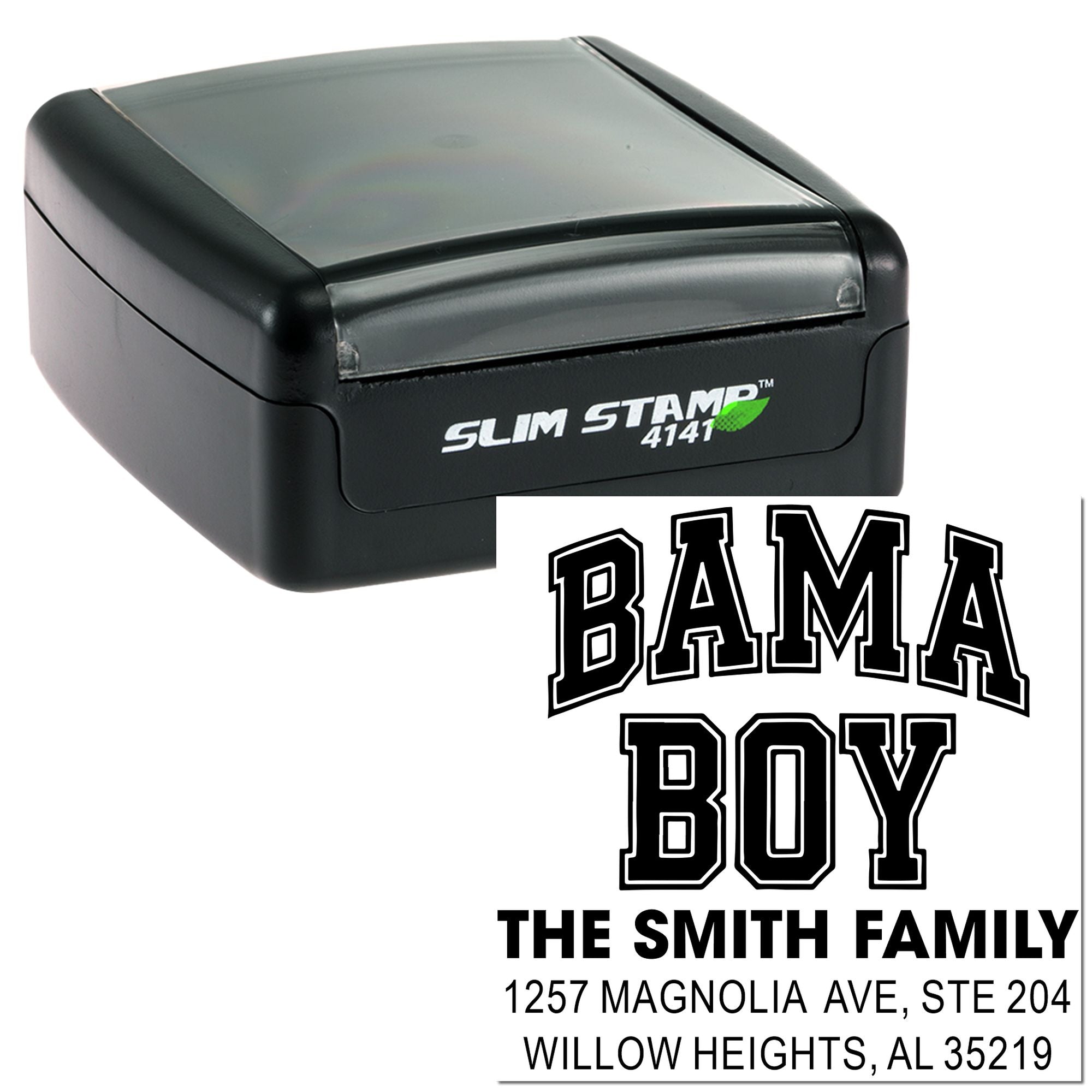 Bama Boy Bold Custom Square Pre-Inked Stamp, 1-5/8" Personalized Professional Rubber Stamp