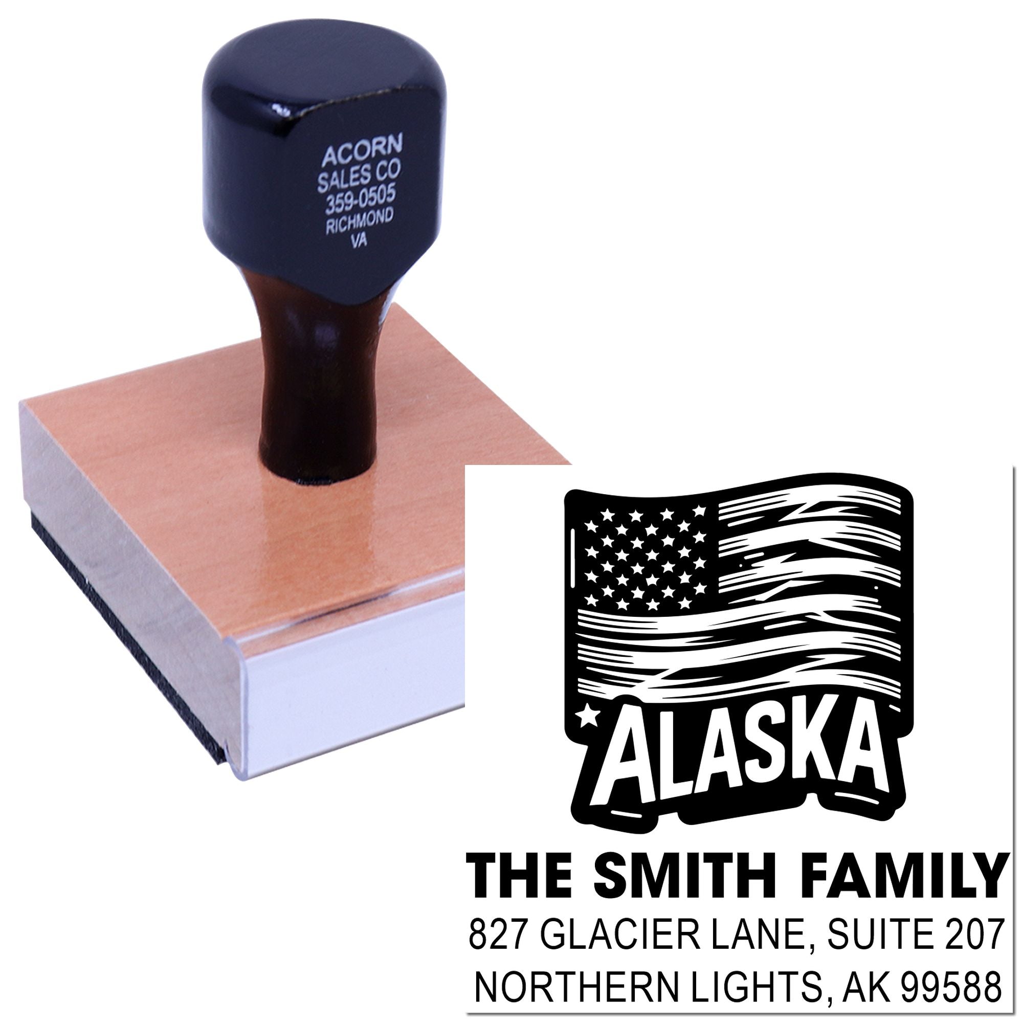Alaska Wave Design Wood Handle Stamp