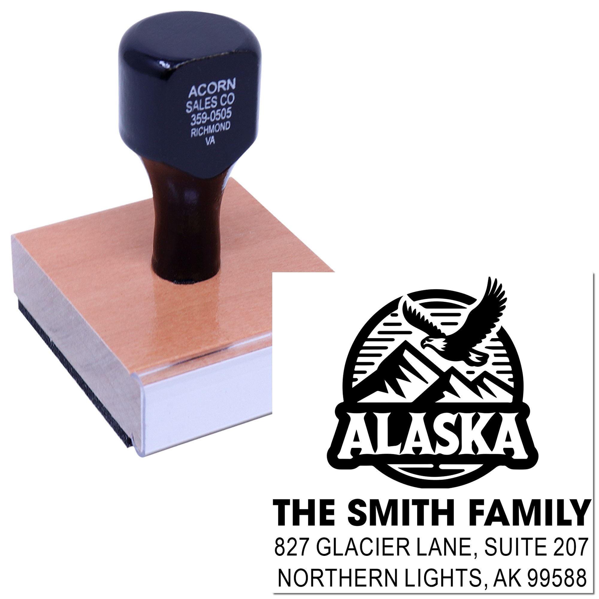Alaska Wilderness Emblem Wood Handle Stamp
