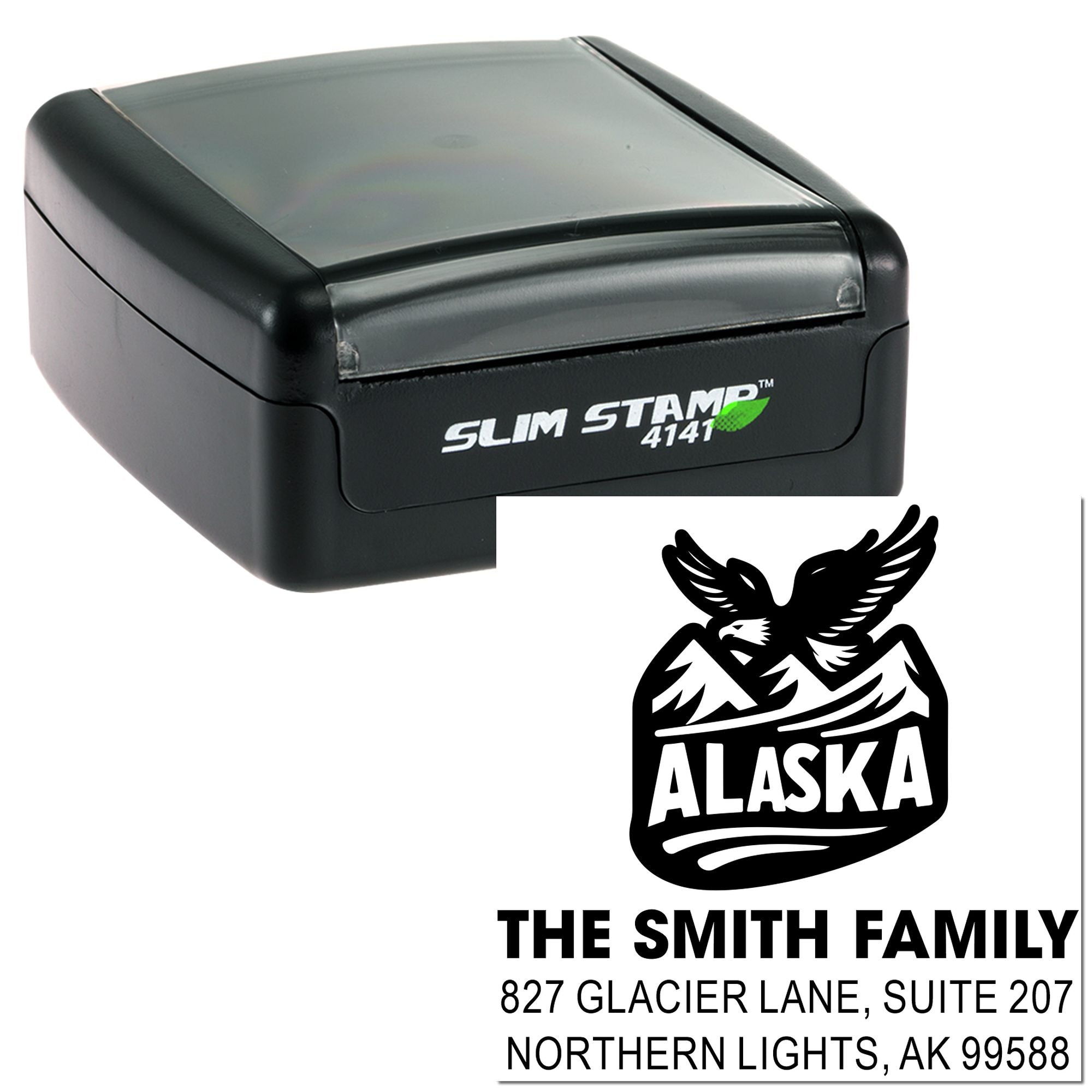 Alaska Eagle Emblem Heritage 3-Line Rubber Pre-Inked Stamp