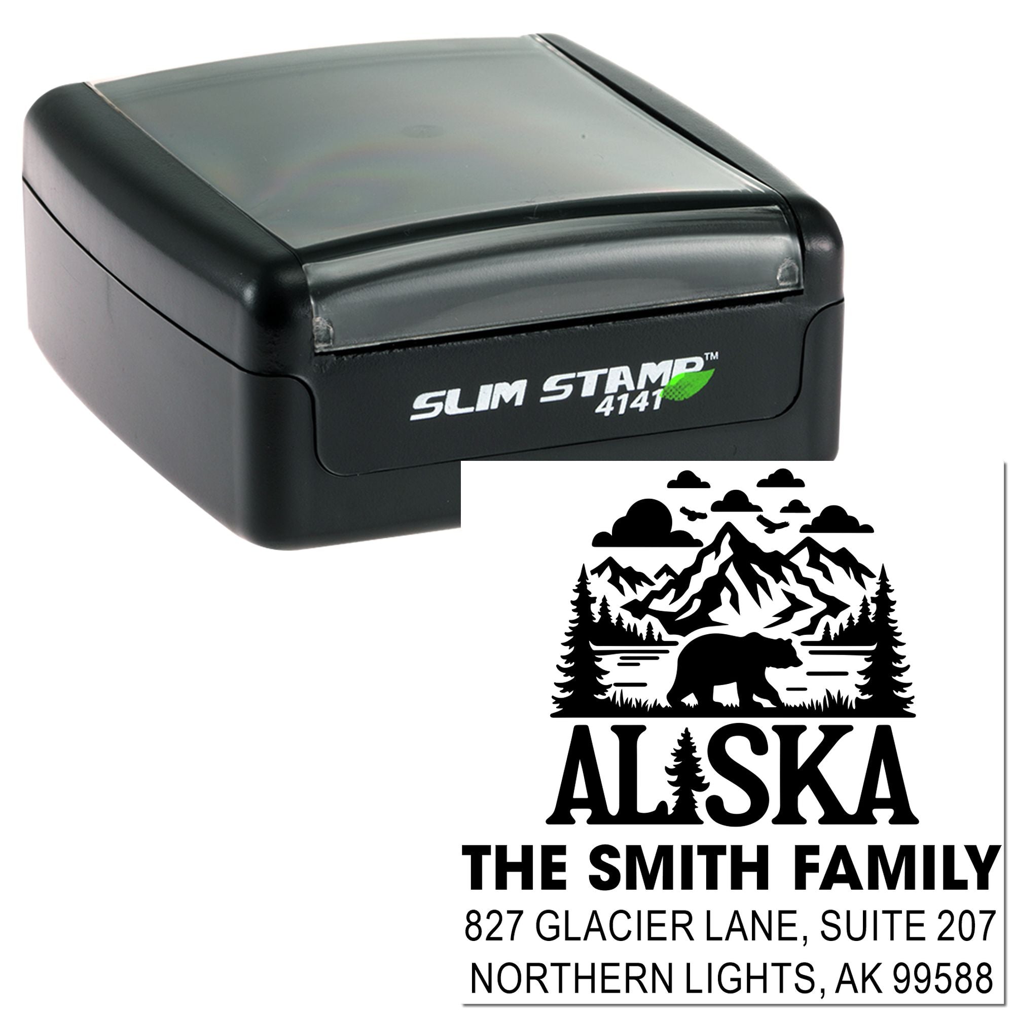 Alaskan Wilderness Custom Three-Line Square Pre-Inked Stamp