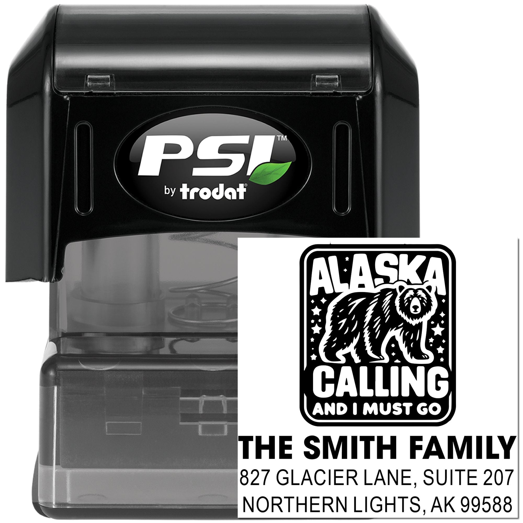 Alaska Bear Wilderness Retro Craft Pre-Inked Stamp for Scrapbooking and Outdoor Enthusiasts