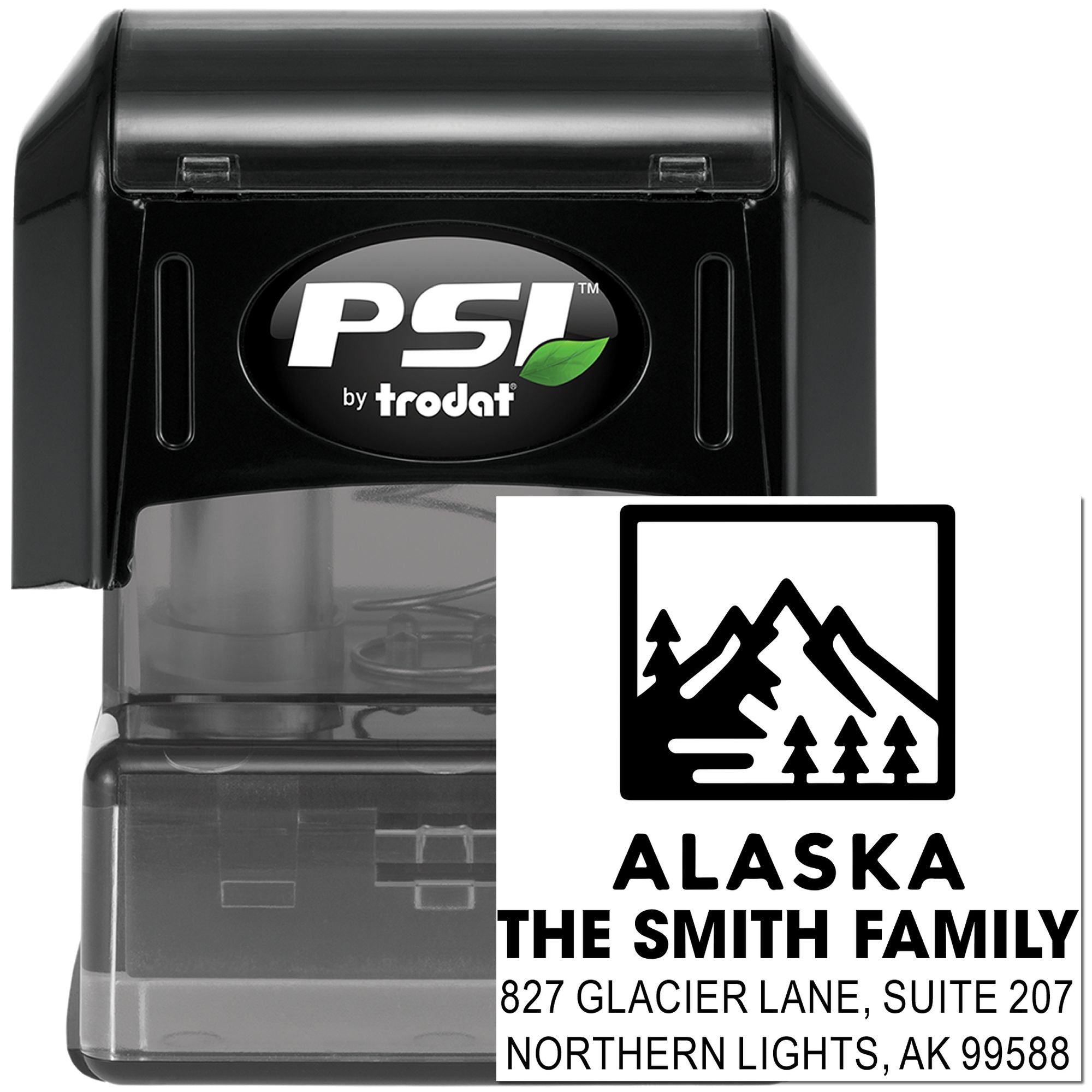 Personalized Alaskan Wilderness Mountain Address Pre-Inked Stamp , Minimalist Outdoor Custom Design