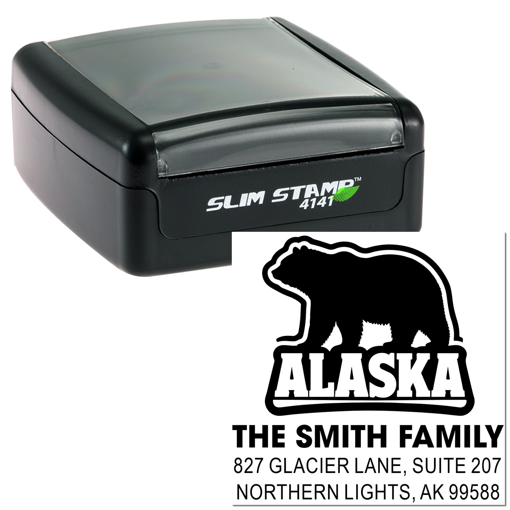 Alaska Bear Silhouette Handcrafted Rubber Pre-Inked Stamp for Scrapbooking, Tags, and Nature-Themed Card Making
