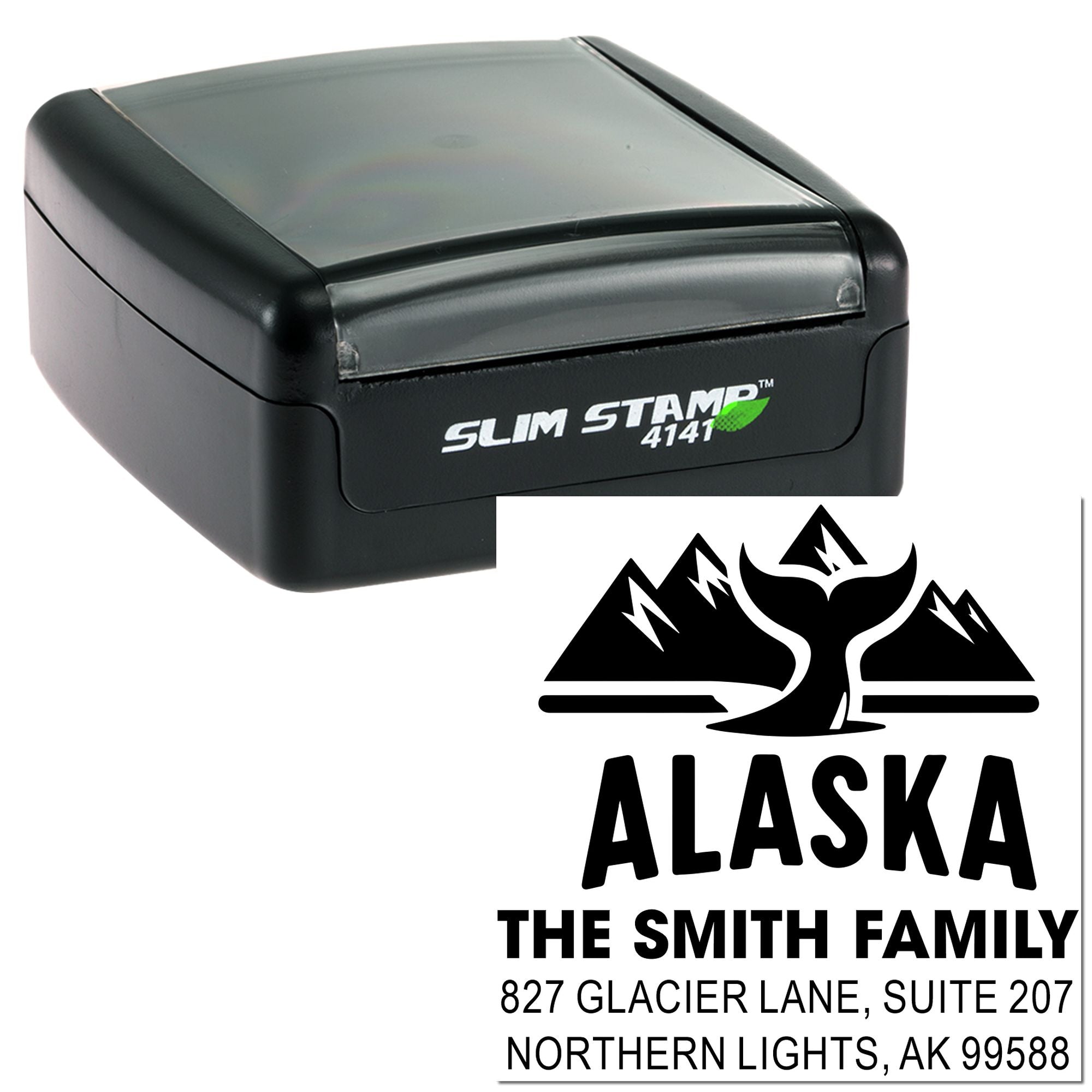 Alaska Wilderness Handcrafted 1-5/8" Square Pre-Inked Emblem Stamp
