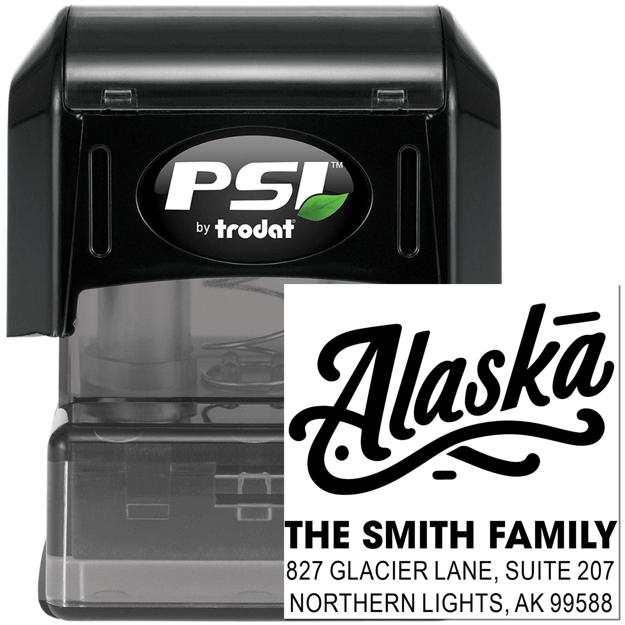 Alaska Script Flourish Address Pre-Inked Stamp