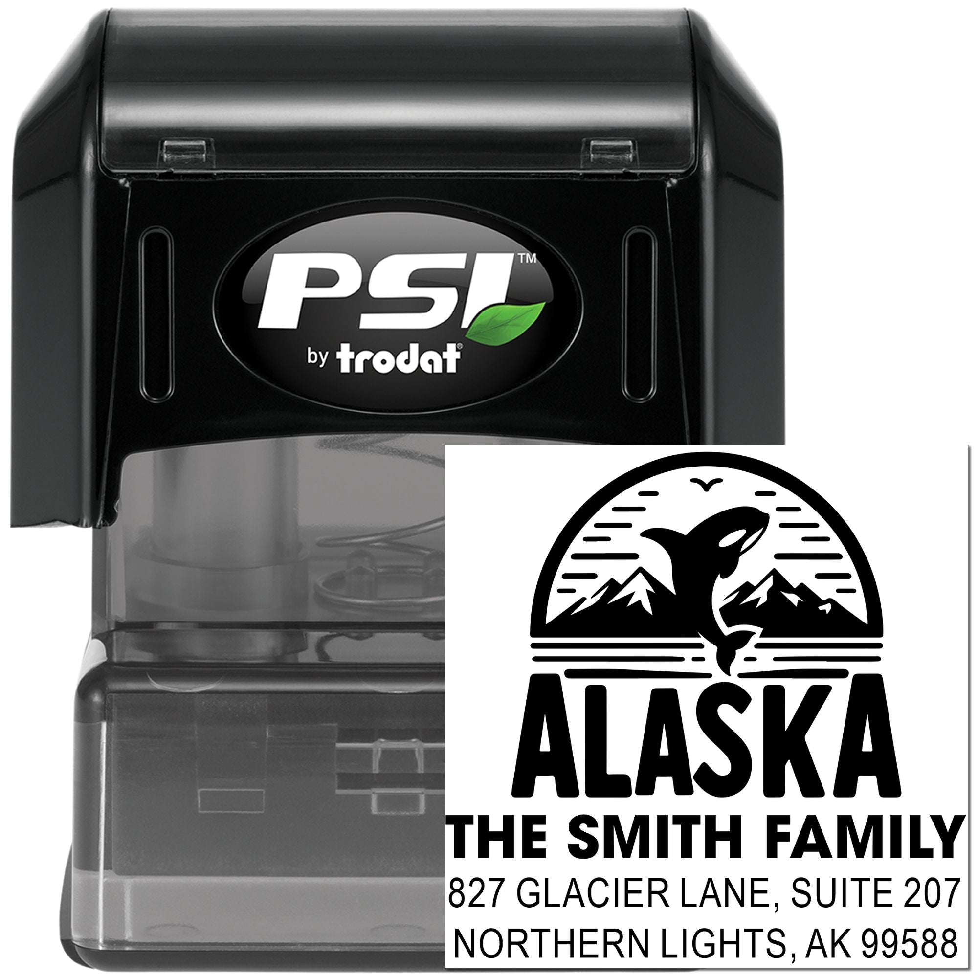 Personalized Orca Mountain Adventure Address Pre-Inked Stamp