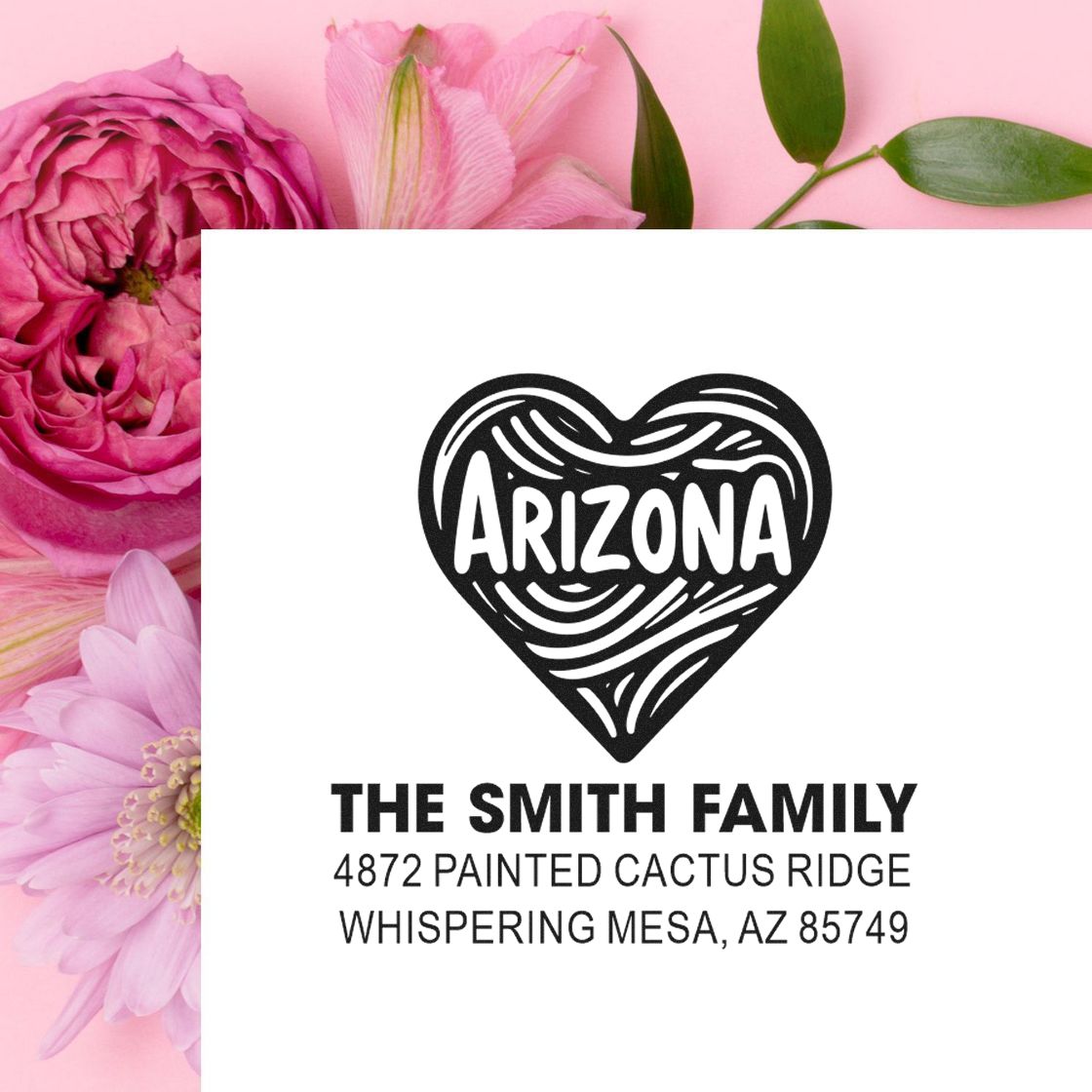 Custom Arizona Heartfelt Square Craft Pre-Inked Stamp