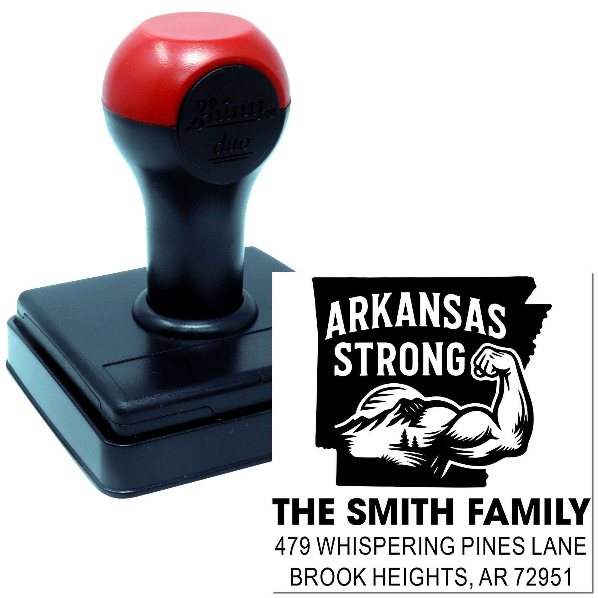Arkansas Strength Design Mountain Personalized Fitness Gear Rubber Stamp with Square Wood Handle, 1-5/8 Custom Gym Stamp for Personal Trainers and Enthusiasts